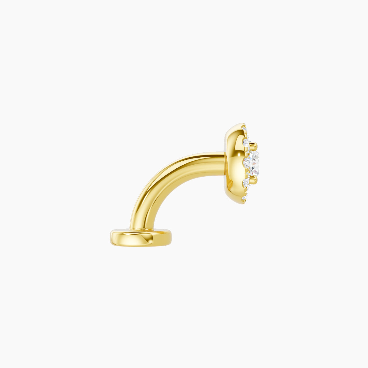 Eirene | 18k Yellow Gold 5.5 mm 6 mm Halo Round Diamond Floating Navel Piercing