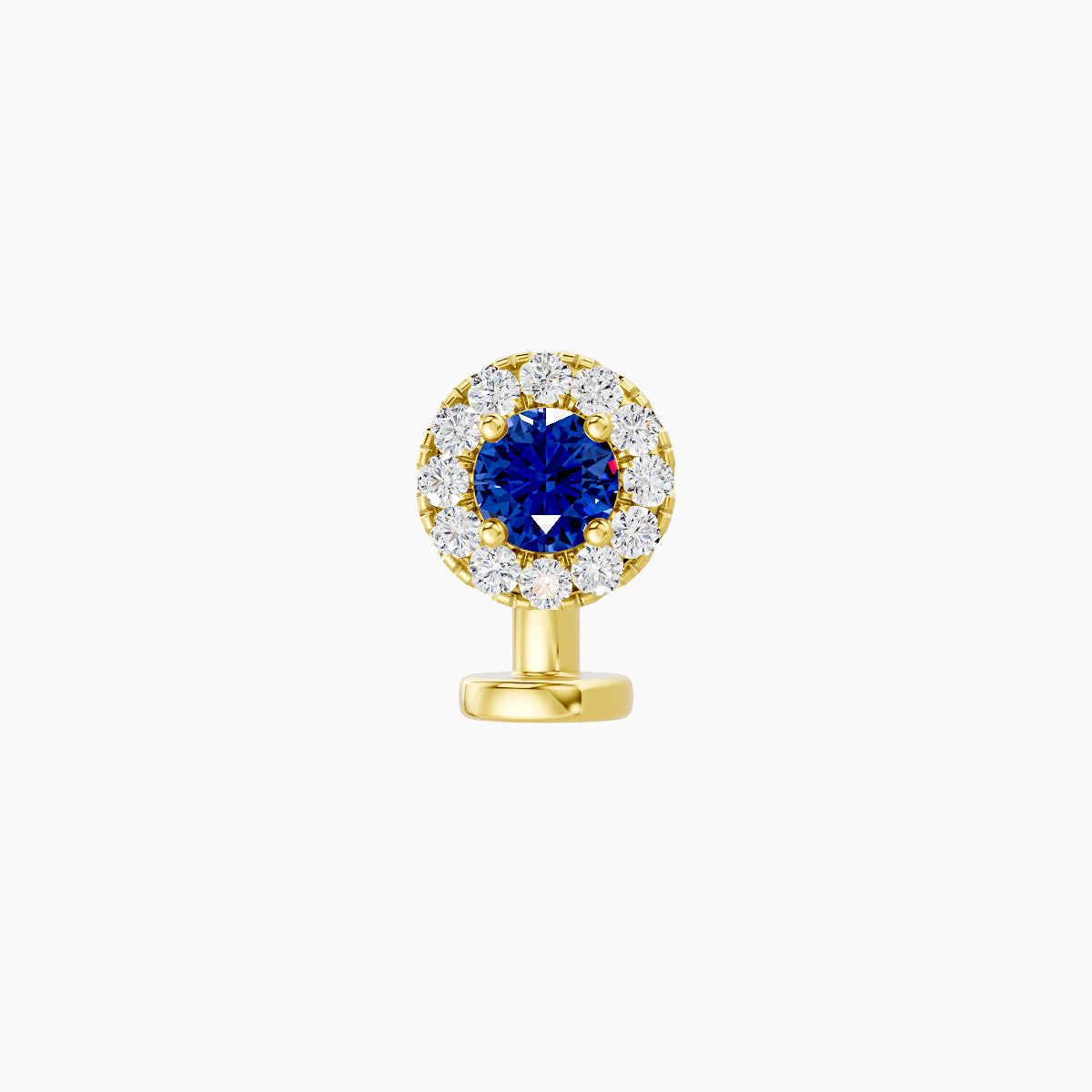 Eirene | 18k Yellow Gold 6 mm 5.5 mm Halo Round Sapphire & Diamond Floating Navel Piercing