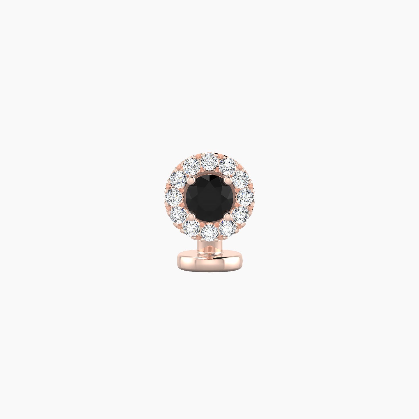 Eirene | 18k Rose Gold 6 mm 5.5 mm Halo Round Black Diamond & Diamond Floating Navel Piercing