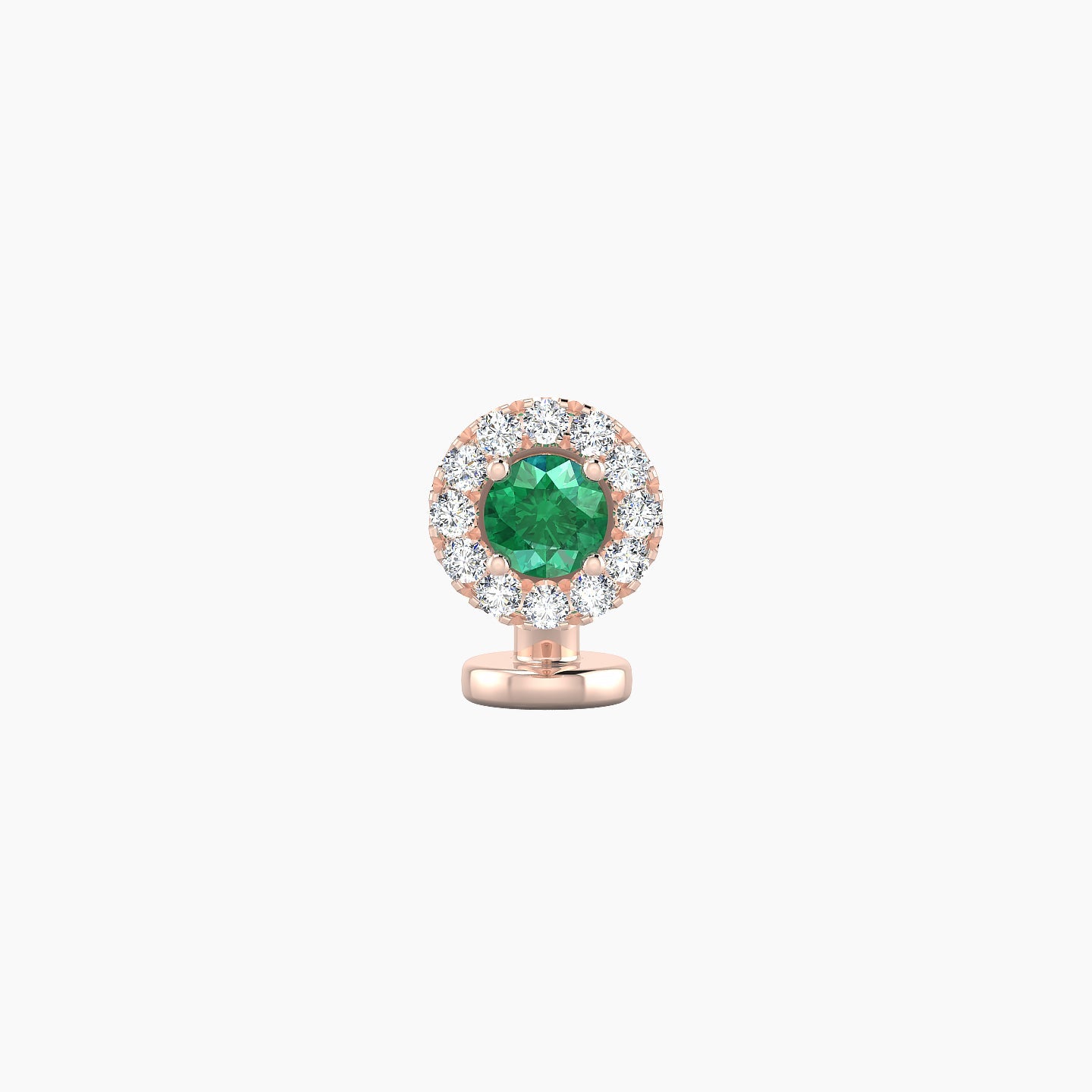 Eirene | 18k Rose Gold 6 mm 5.5 mm Halo Round Emerald & Diamond Floating Navel Piercing