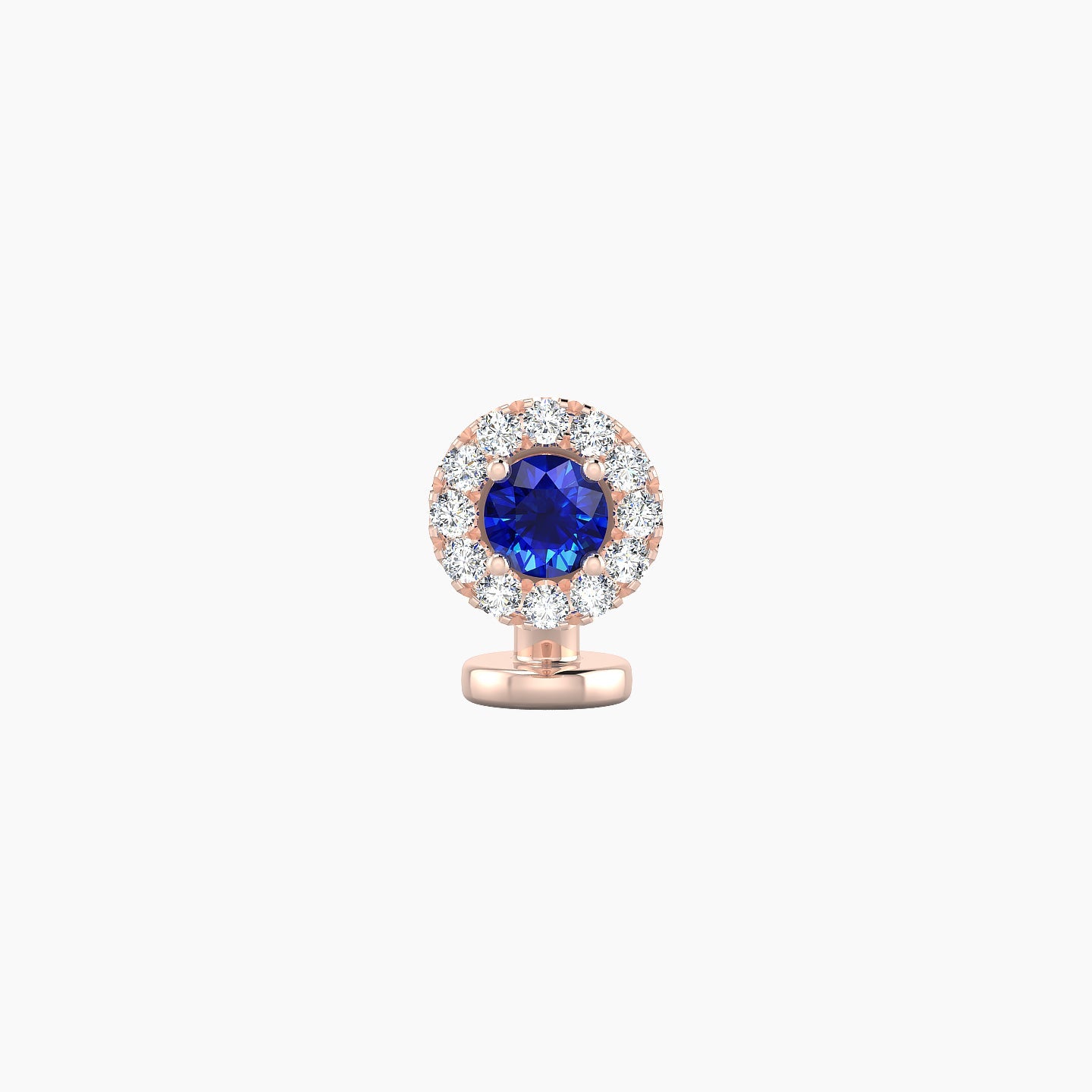 Eirene | 18k Rose Gold 6 mm 5.5 mm Halo Round Sapphire & Diamond Floating Navel Piercing