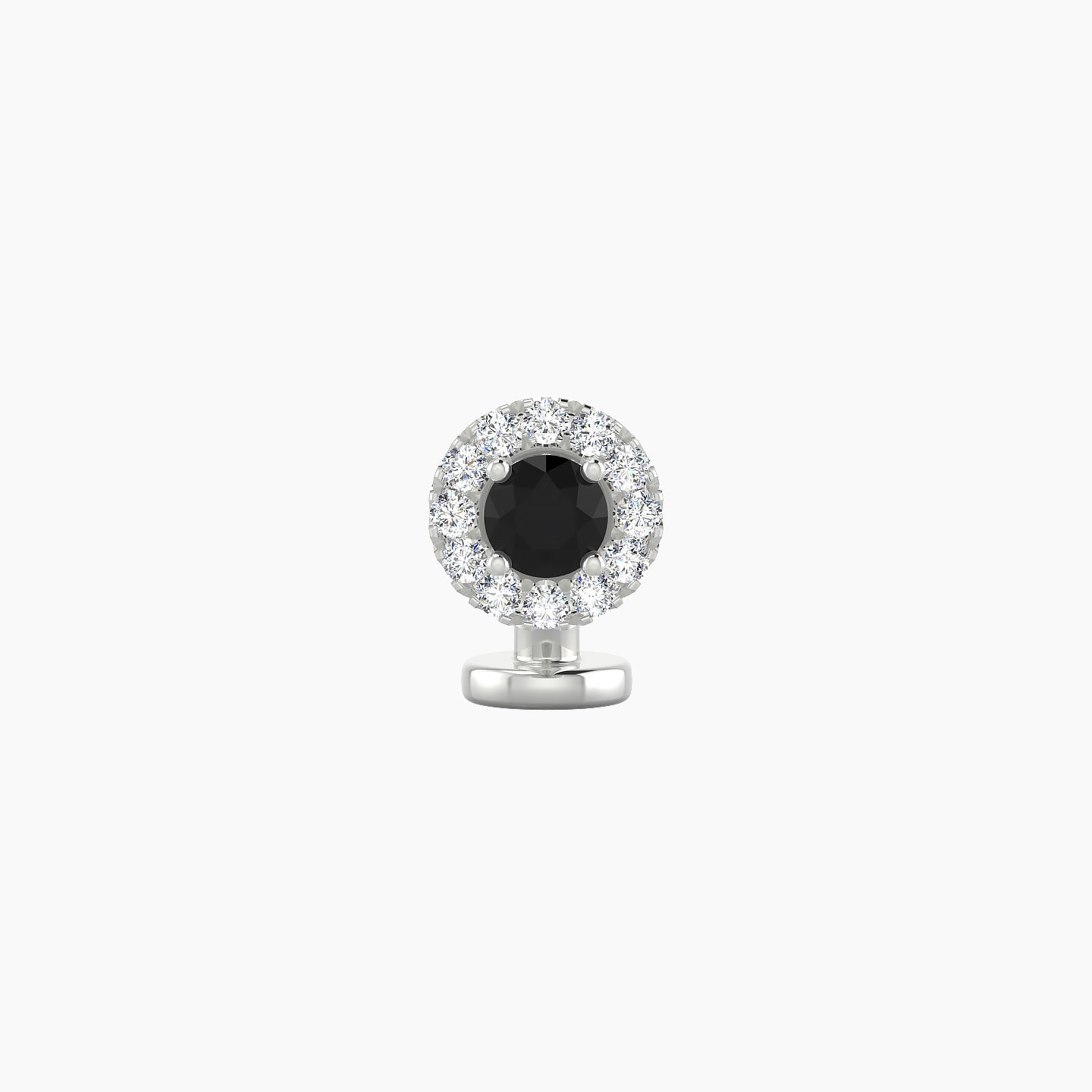 Eirene | 18k White Gold 6 mm 5.5 mm Halo Round Black Diamond & Diamond Floating Navel Piercing