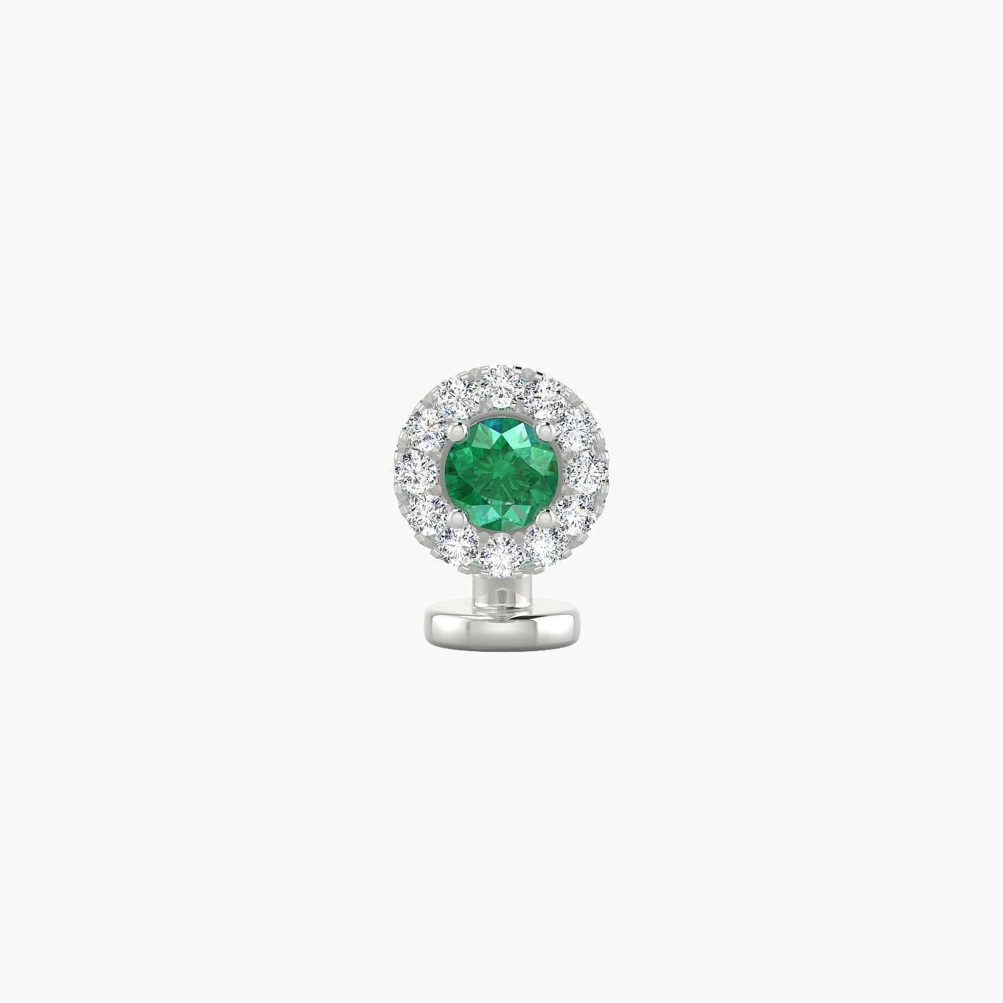 Eirene | 18k White Gold 6 mm 5.5 mm Halo Round Emerald & Diamond Floating Navel Piercing