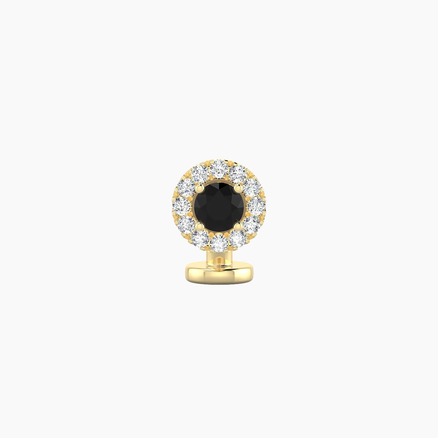 Eirene | 18k Yellow Gold 6 mm 5.5 mm Halo Round Black Diamond & Diamond Floating Navel Piercing