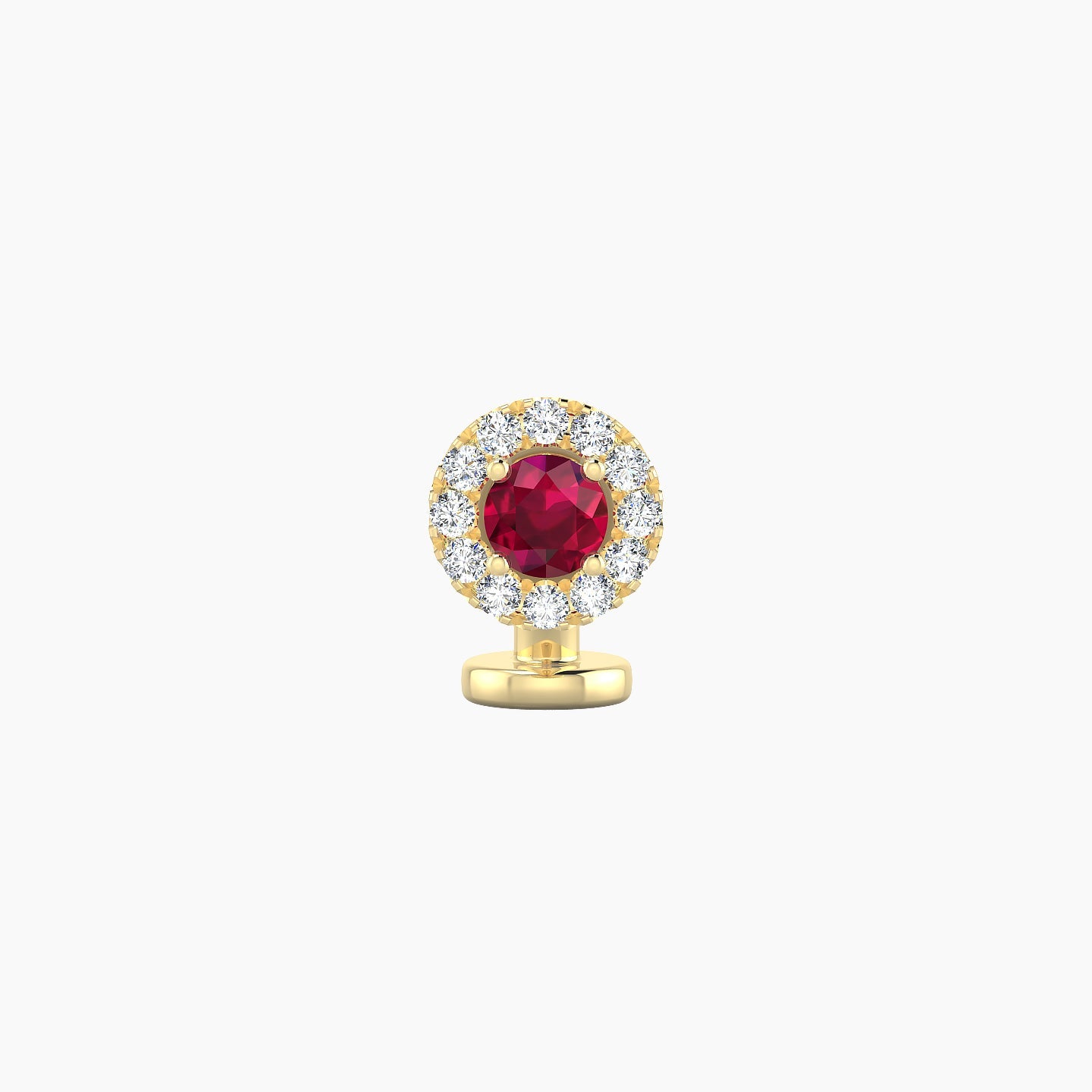 Eirene | 18k Yellow Gold 6 mm 5.5 mm Halo Round Ruby & Diamond Floating Navel Piercing