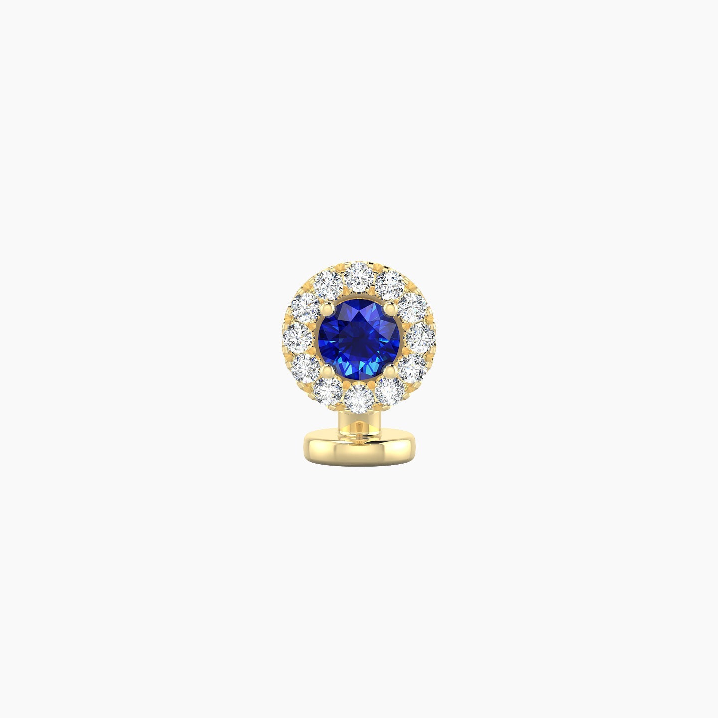 Eirene | 18k Yellow Gold 6 mm 5.5 mm Halo Round Sapphire & Diamond Floating Navel Piercing