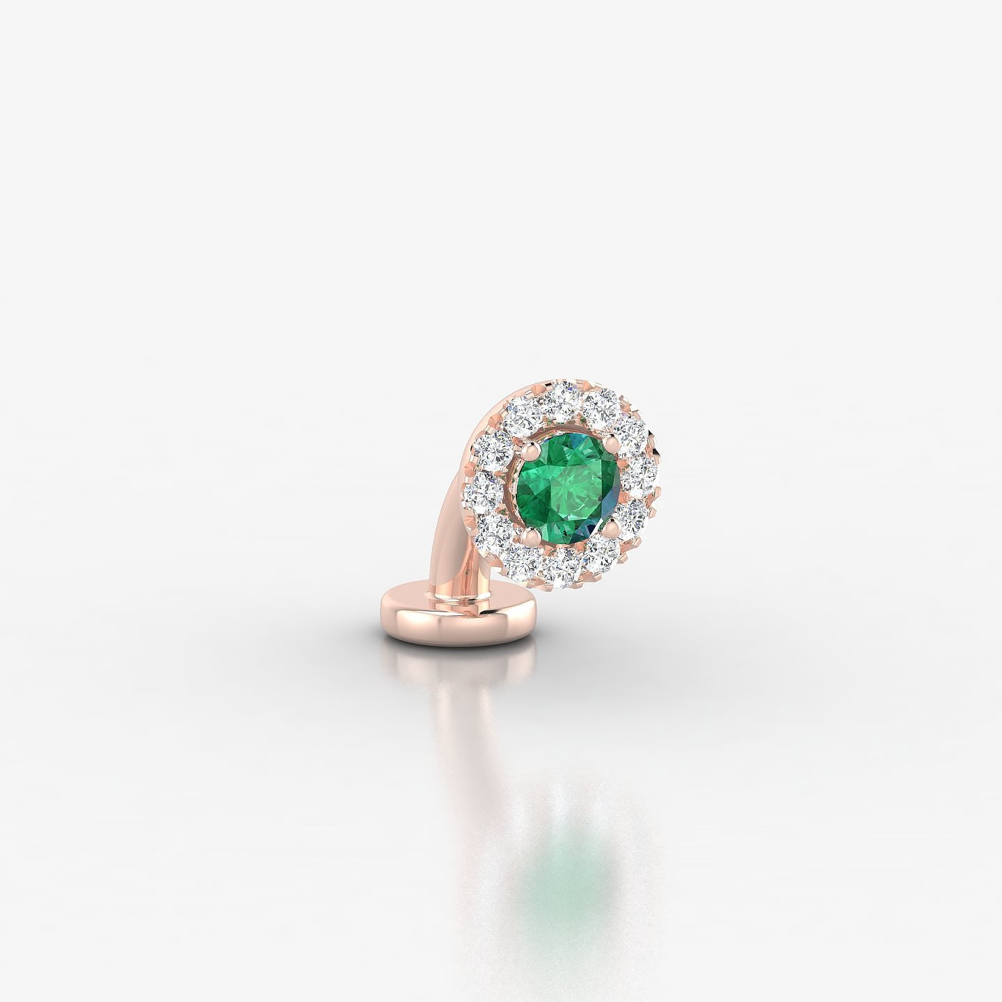 Eirene | 18k Rose Gold 6 mm 5.5 mm Halo Round Emerald & Diamond Floating Navel Piercing