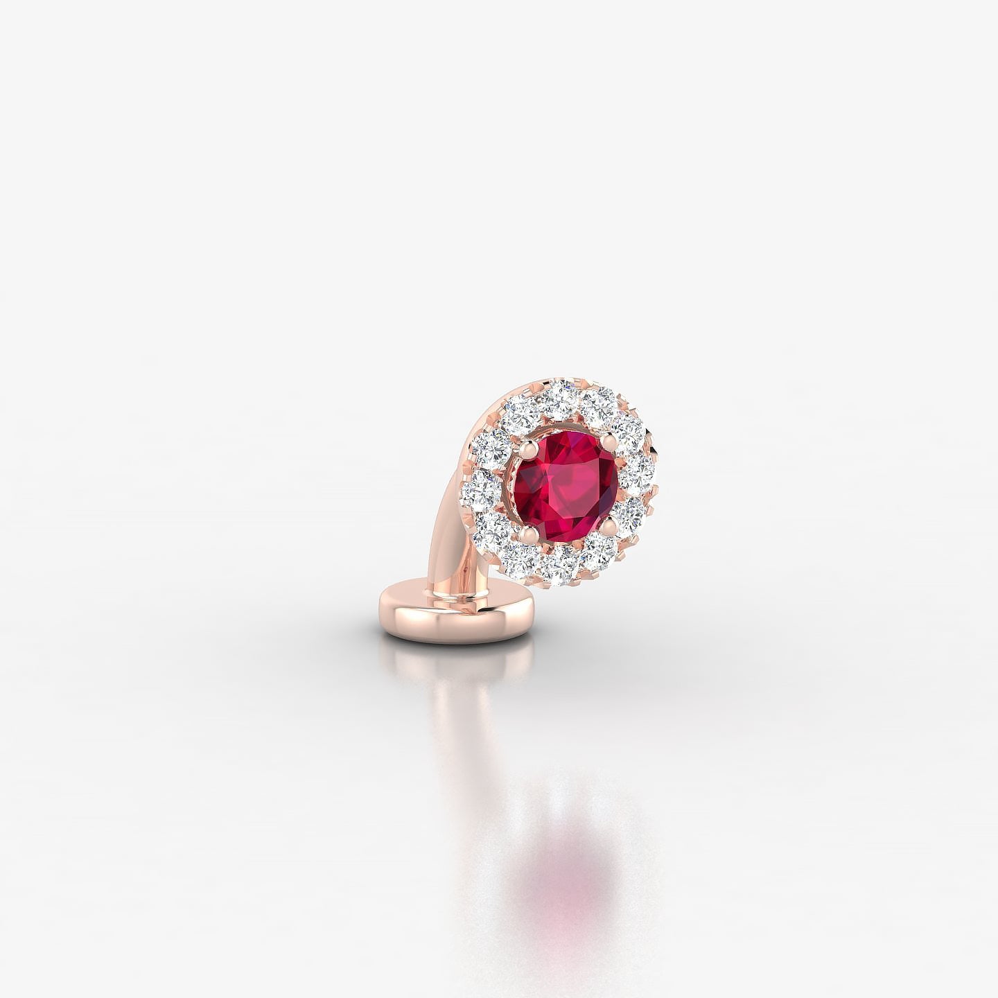 Eirene | 18k Rose Gold 6 mm 5.5 mm Halo Round Ruby & Diamond Floating Navel Piercing