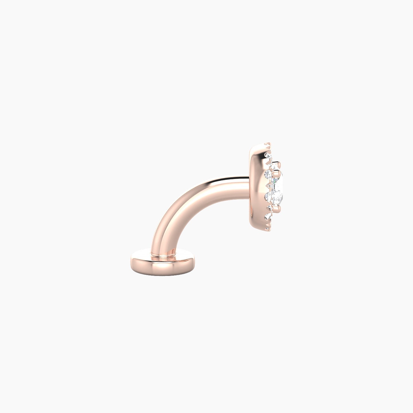 Eirene | 18k Rose Gold 5.5 mm 6 mm Halo Round Diamond Floating Navel Piercing