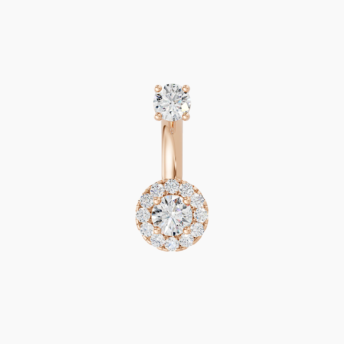 Eirene | 18k Rose Gold 6 mm 6 mm Halo Round Diamond Navel Piercing