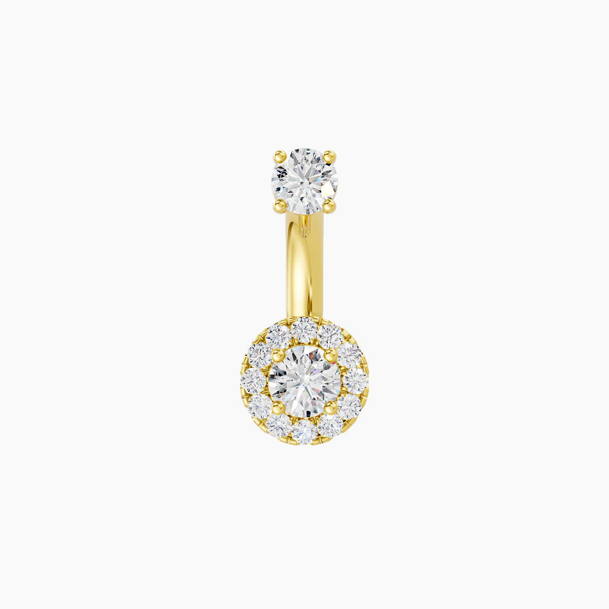 Eirene | 18k Yellow Gold 6 mm 6 mm Halo Round Diamond Navel Piercing