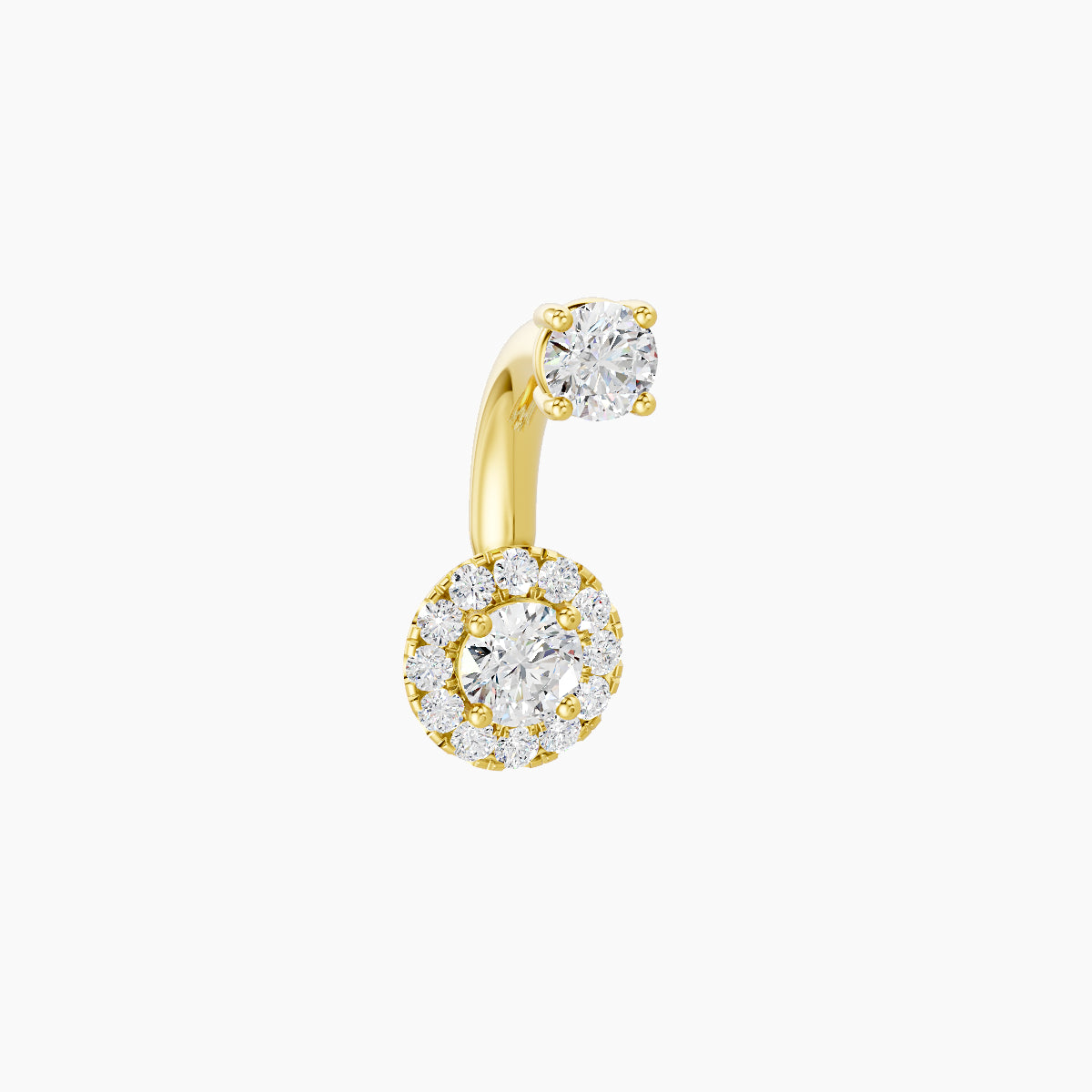 Eirene | 18k Yellow Gold 6 mm 6 mm Halo Round Diamond Navel Piercing