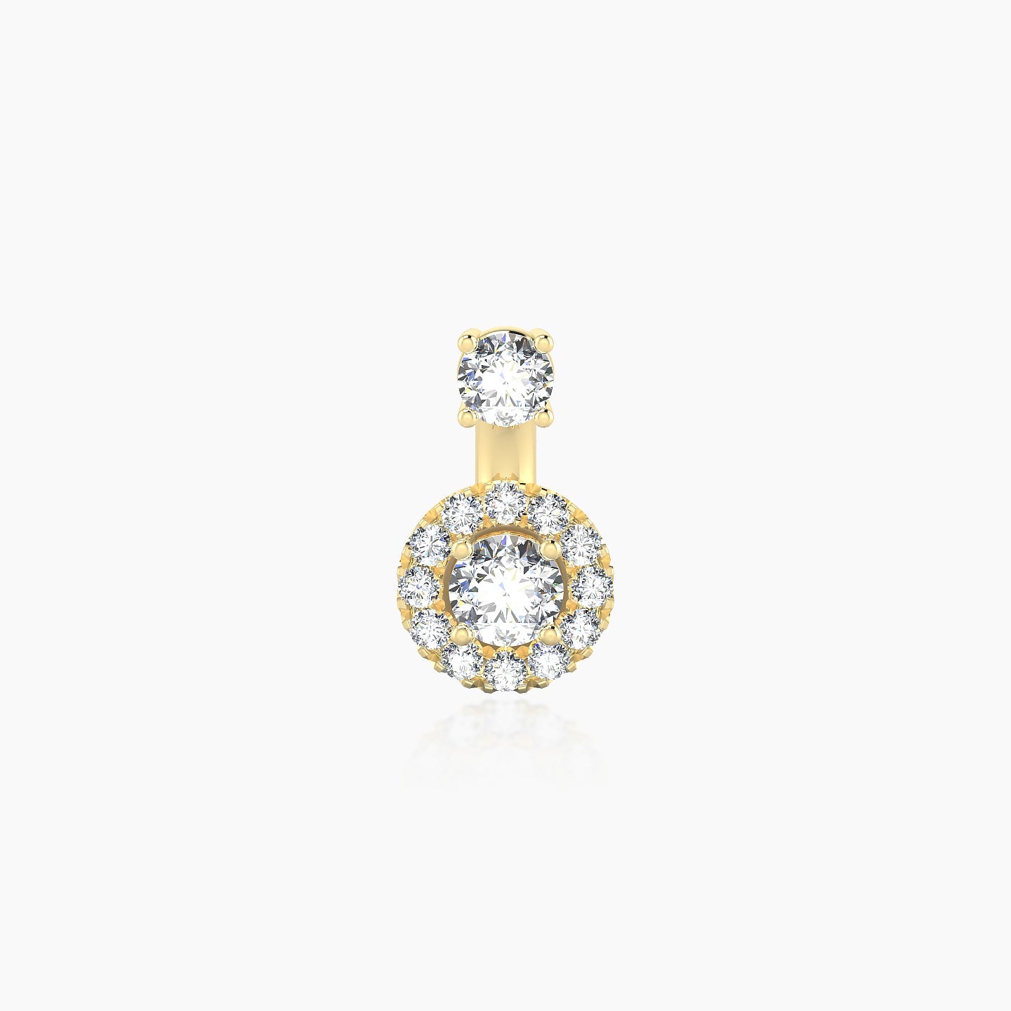 Eirene | 18k Yellow Gold 6 mm 6 mm Halo Round Diamond Navel Piercing