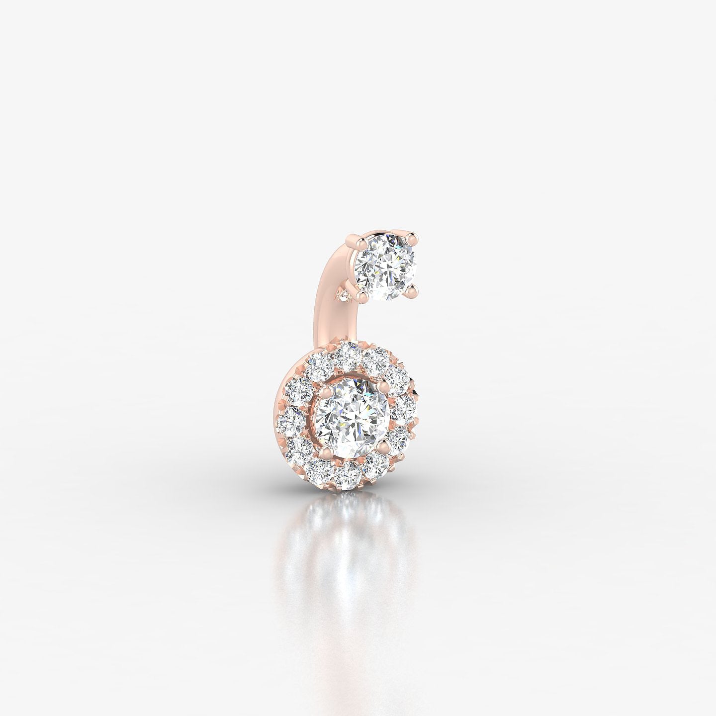 Eirene | 18k Rose Gold 6 mm 6 mm Halo Round Diamond Navel Piercing