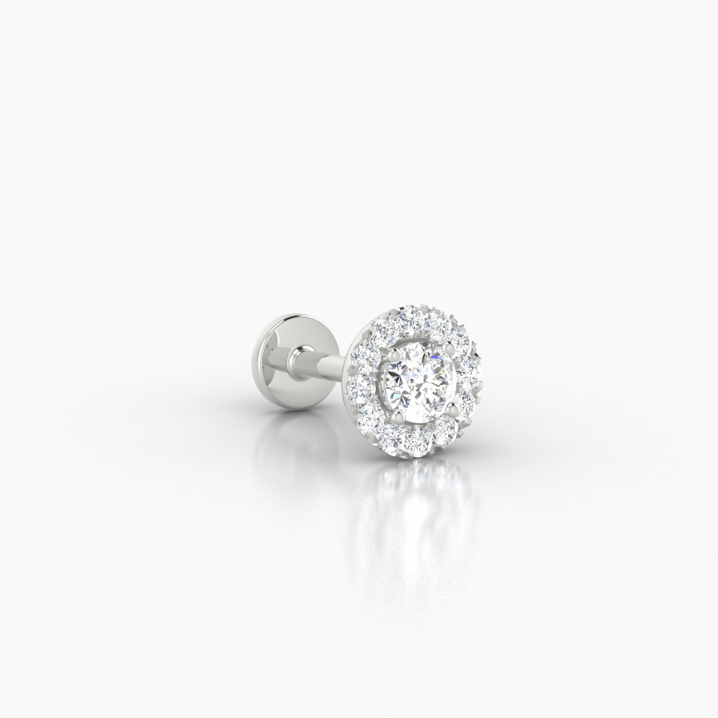 Eirene | 18k White Gold 5.5 mm 6.5 mm Halo Round Diamond Piercing