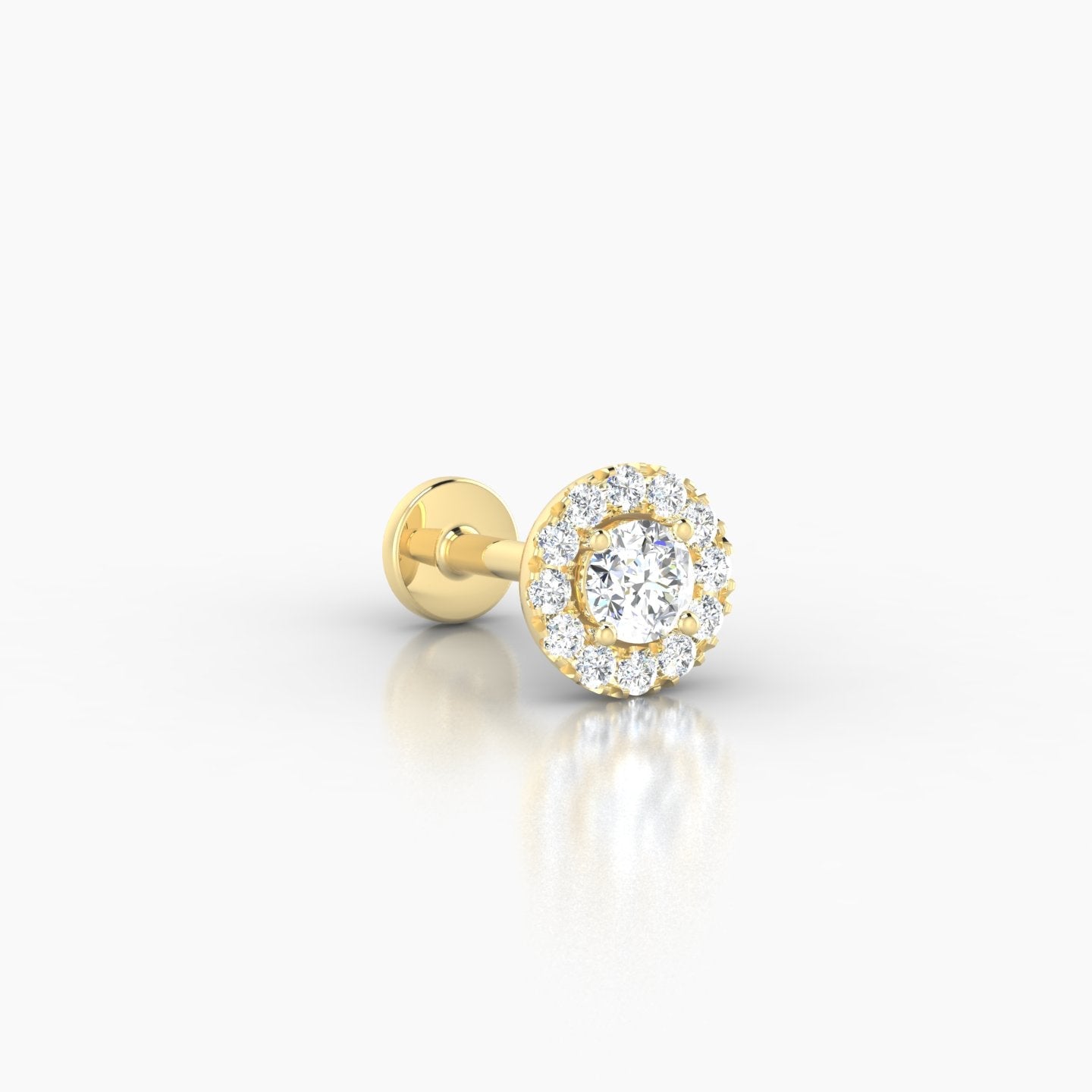 Eirene | 18k Yellow Gold 5.5 mm 6.5 mm Halo Round Diamond Piercing