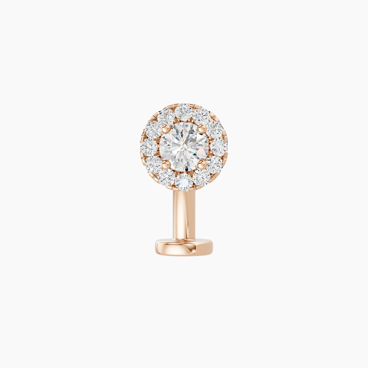 Eirene | 18k Rose Gold 5.5 mm 8 mm Halo Round Diamond Floating Navel Piercing