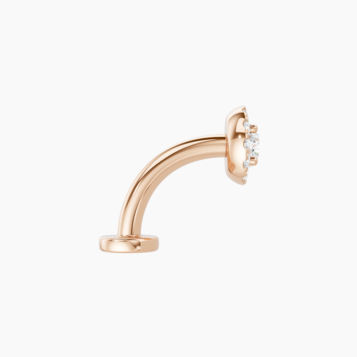 Eirene | 18k Rose Gold 5.5 mm 8 mm Halo Round Diamond Floating Navel Piercing