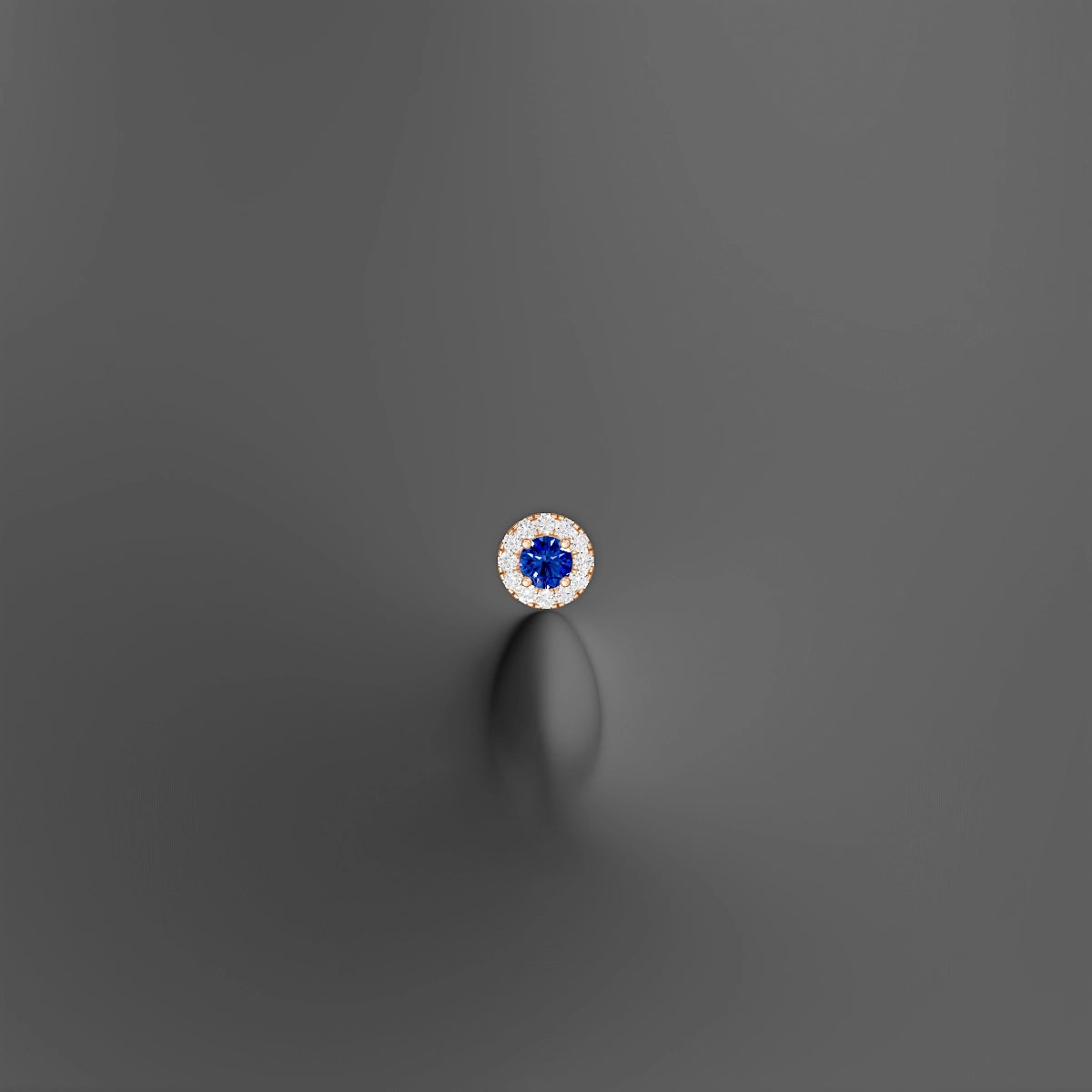 Eirene | 18k Rose Gold 8 mm 5.5 mm Halo Round Sapphire & Diamond Floating Navel Piercing