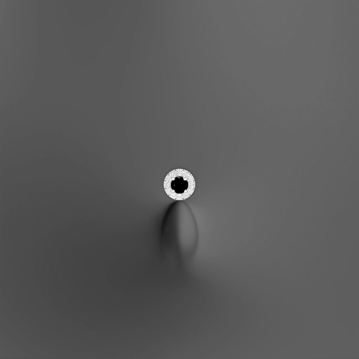 Eirene | 18k White Gold 8 mm 5.5 mm Halo Round Black Diamond & Diamond Floating Navel Piercing