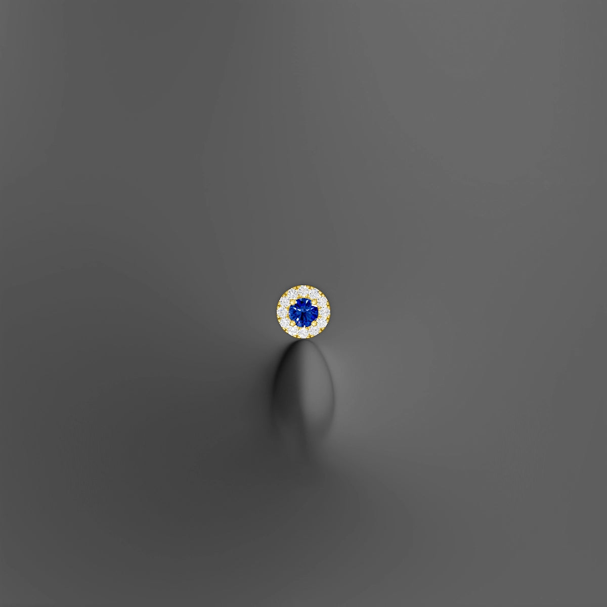 Eirene | 18k Yellow Gold 8 mm 5.5 mm Halo Round Sapphire & Diamond Floating Navel Piercing