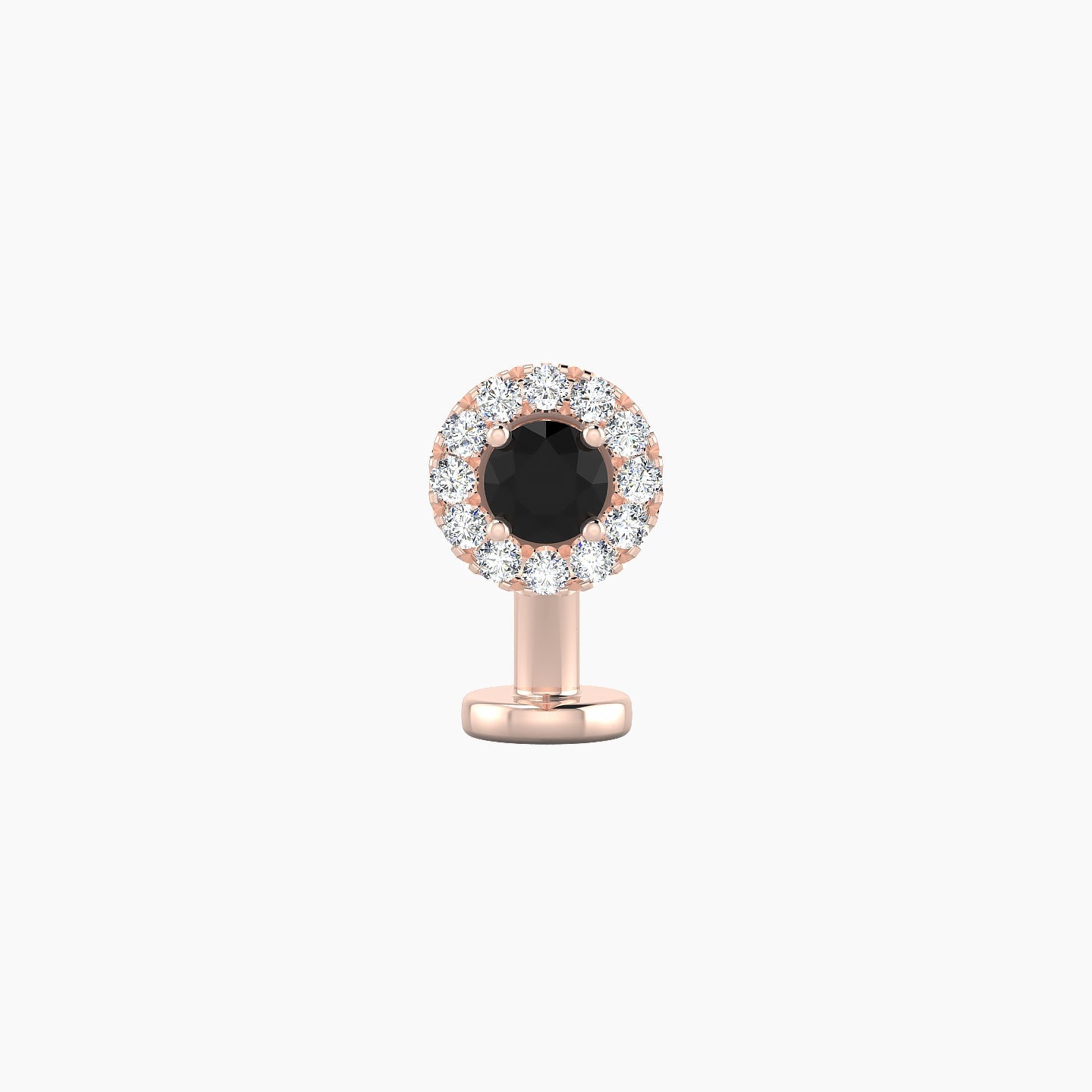 Eirene | 18k Rose Gold 8 mm 5.5 mm Halo Round Black Diamond & Diamond Floating Navel Piercing