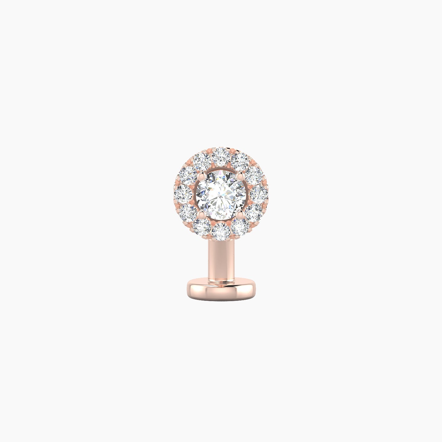 Eirene | 18k Rose Gold 5.5 mm 8 mm Halo Round Diamond Floating Navel Piercing