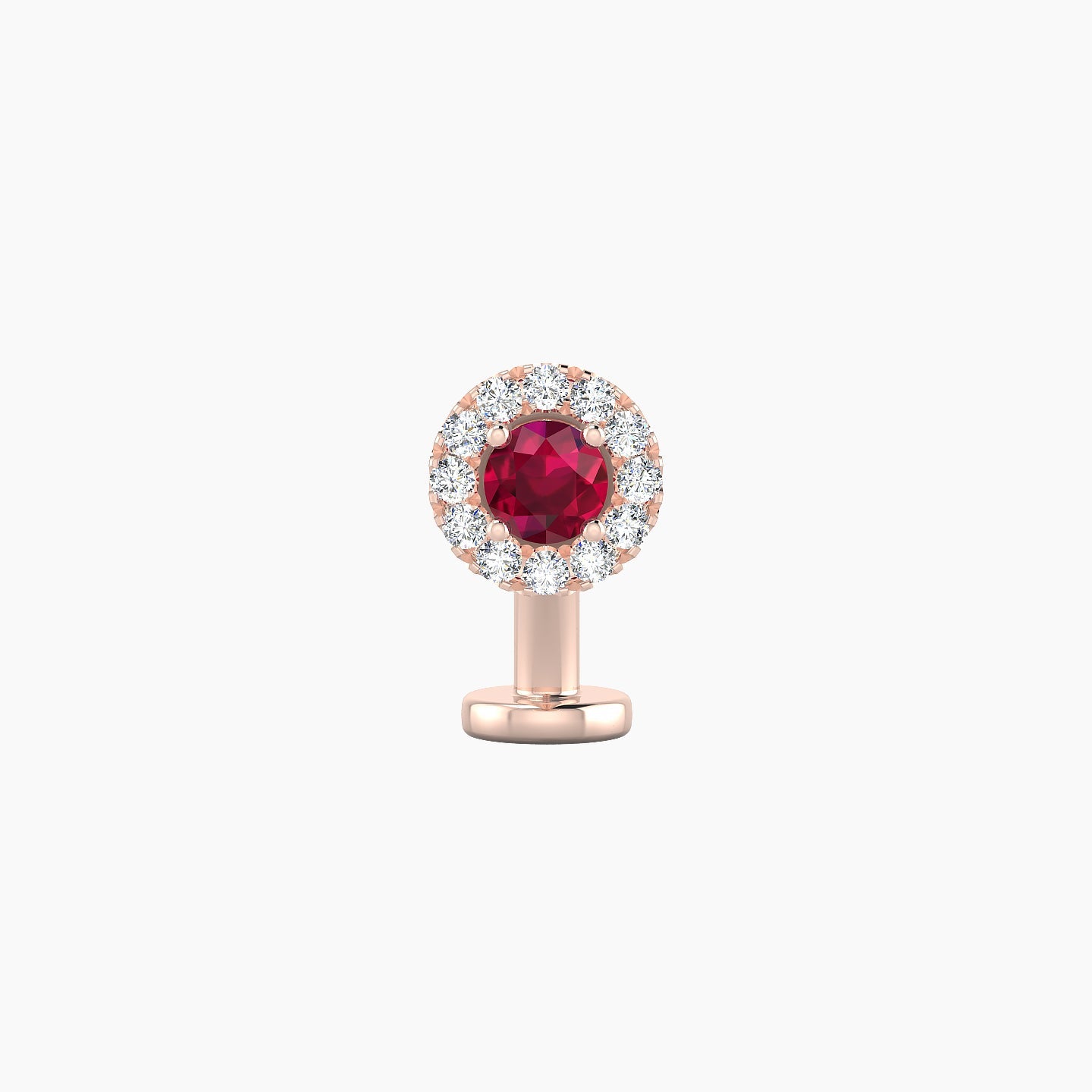 Eirene | 18k Rose Gold 8 mm 5.5 mm Halo Round Ruby & Diamond Floating Navel Piercing