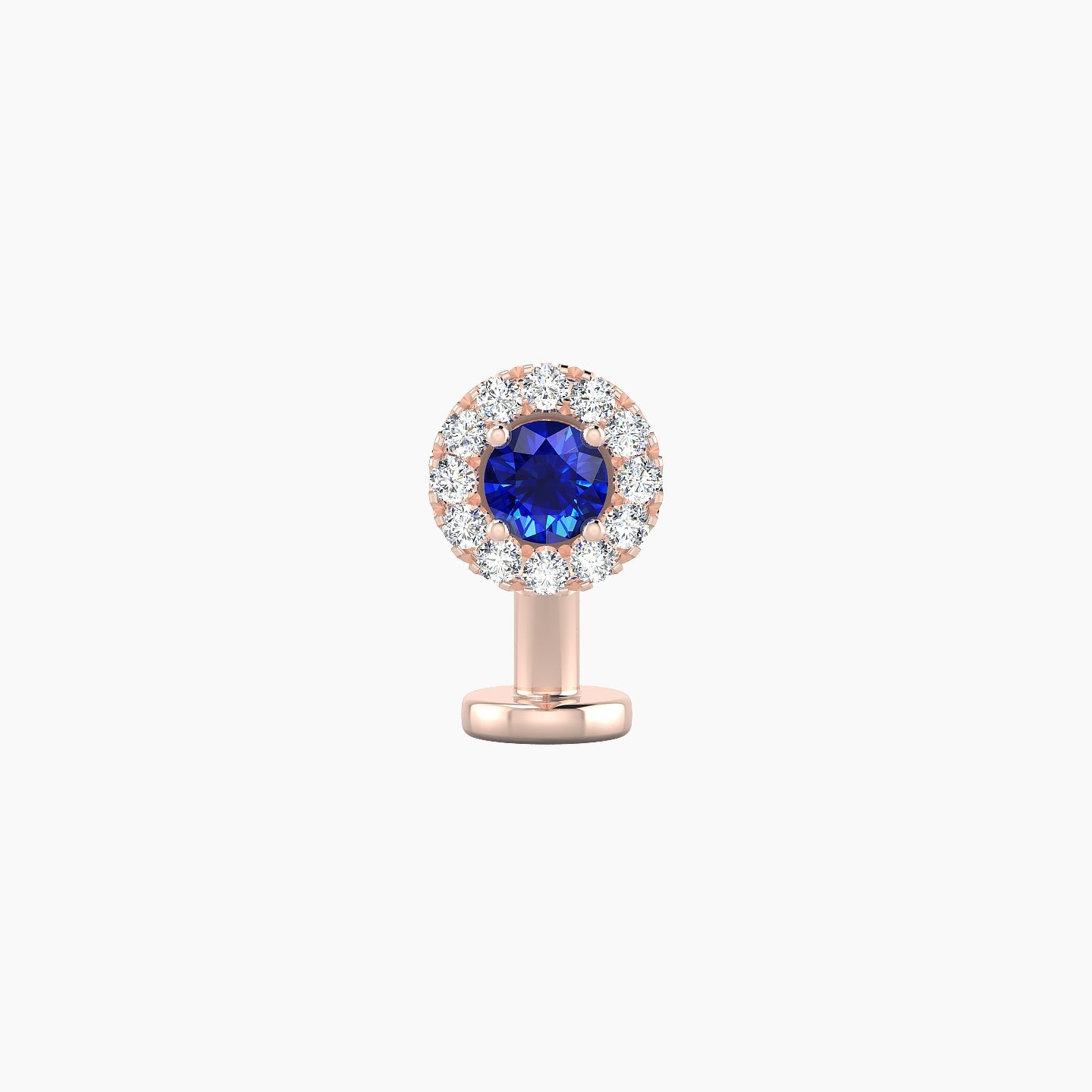 Eirene | 18k Rose Gold 8 mm 6 mm Halo Round Sapphire & Diamond Floating Navel Piercing