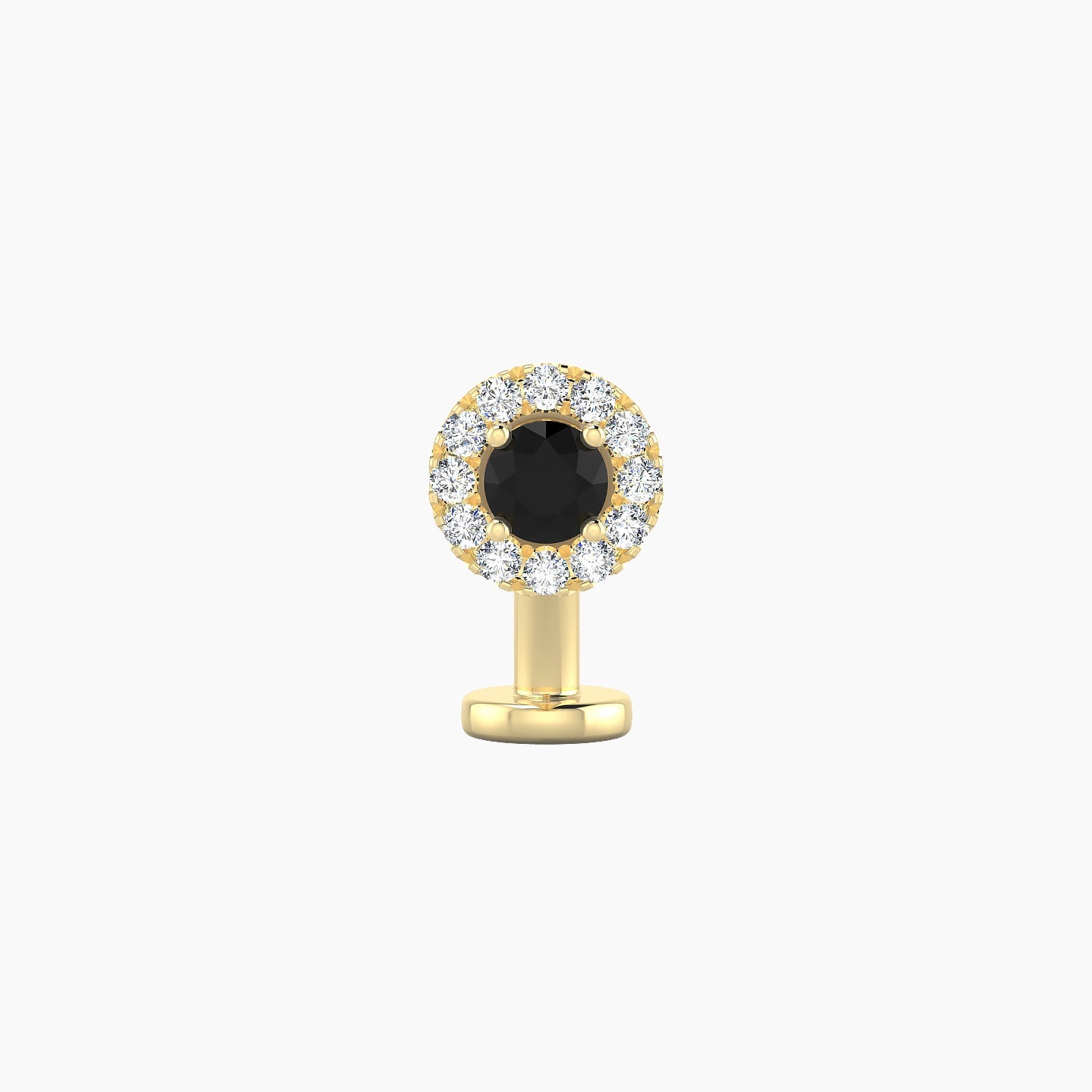 Eirene | 18k Yellow Gold 8 mm 5.5 mm Halo Round Black Diamond & Diamond Floating Navel Piercing