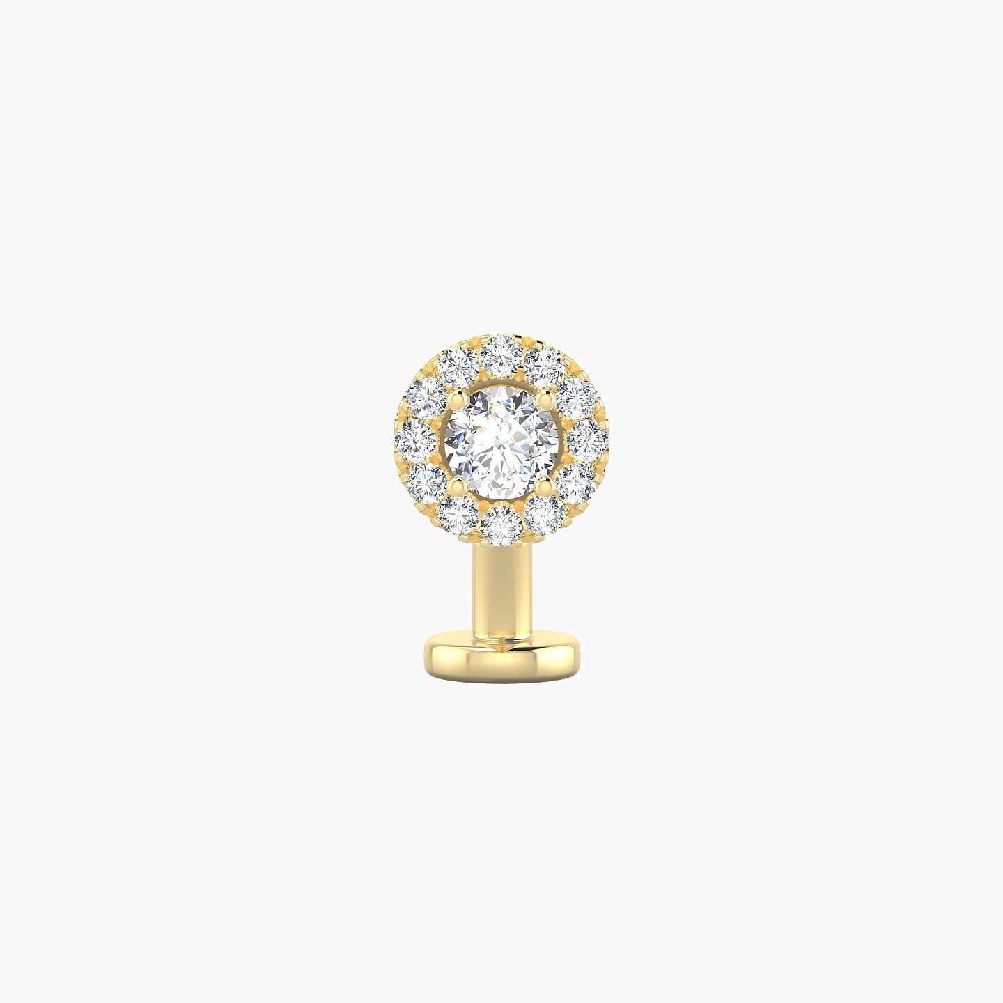 Eirene | 18k Yellow Gold 5.5 mm 8 mm Halo Round Diamond Floating Navel Piercing