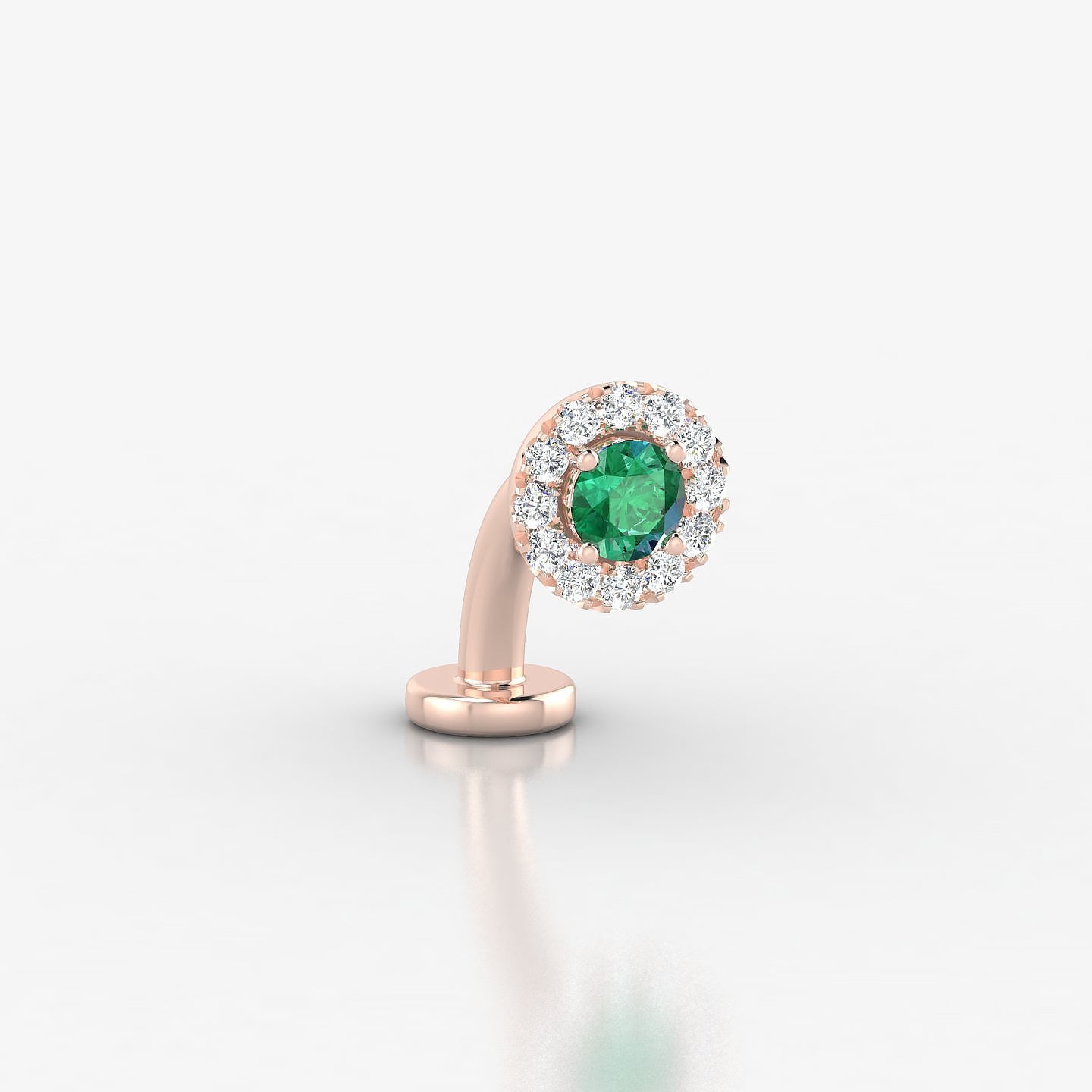 Eirene | 18k Rose Gold 8 mm 5.5 mm Halo Round Emerald & Diamond Floating Navel Piercing