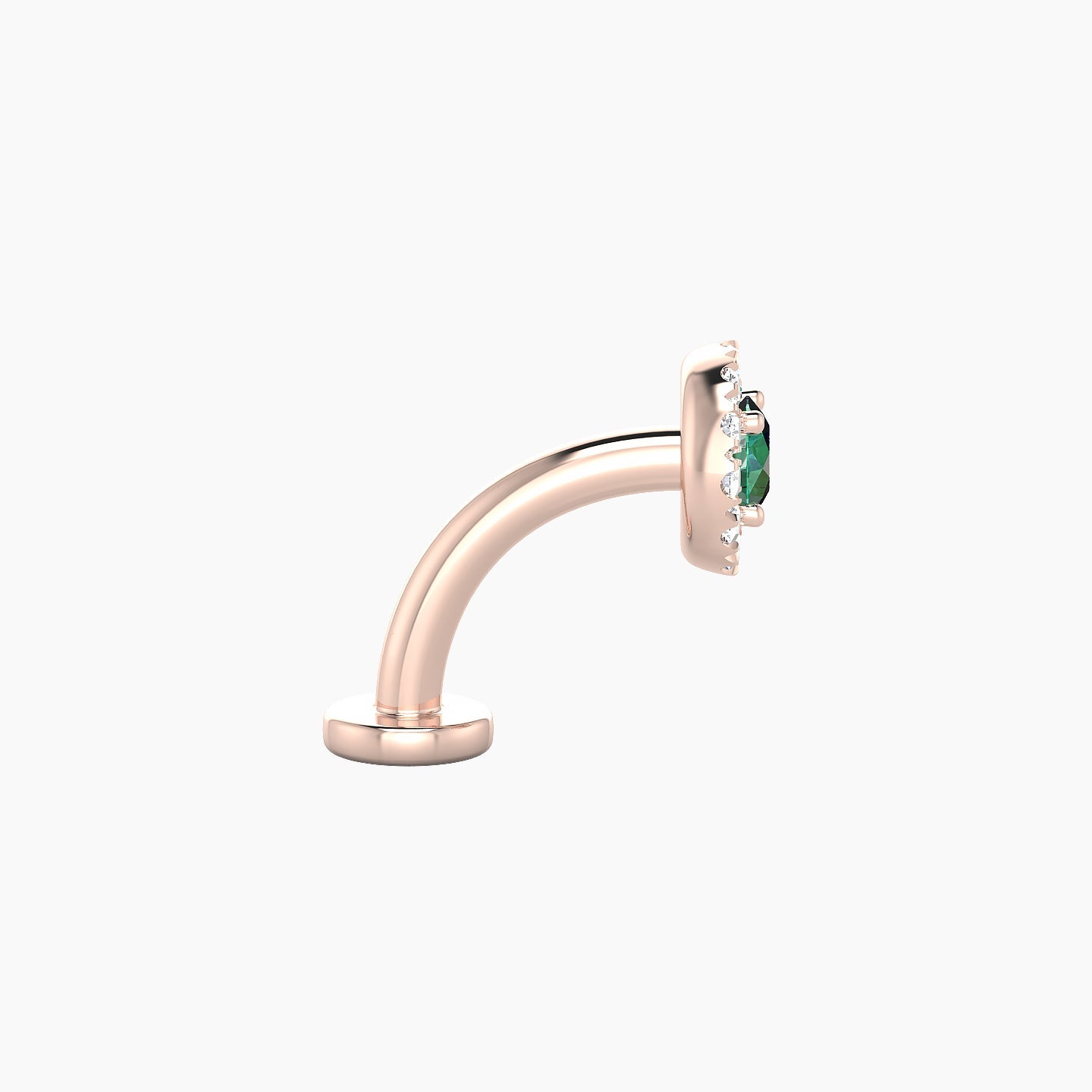 Eirene | 18k Rose Gold 8 mm 5.5 mm Halo Round Emerald & Diamond Floating Navel Piercing