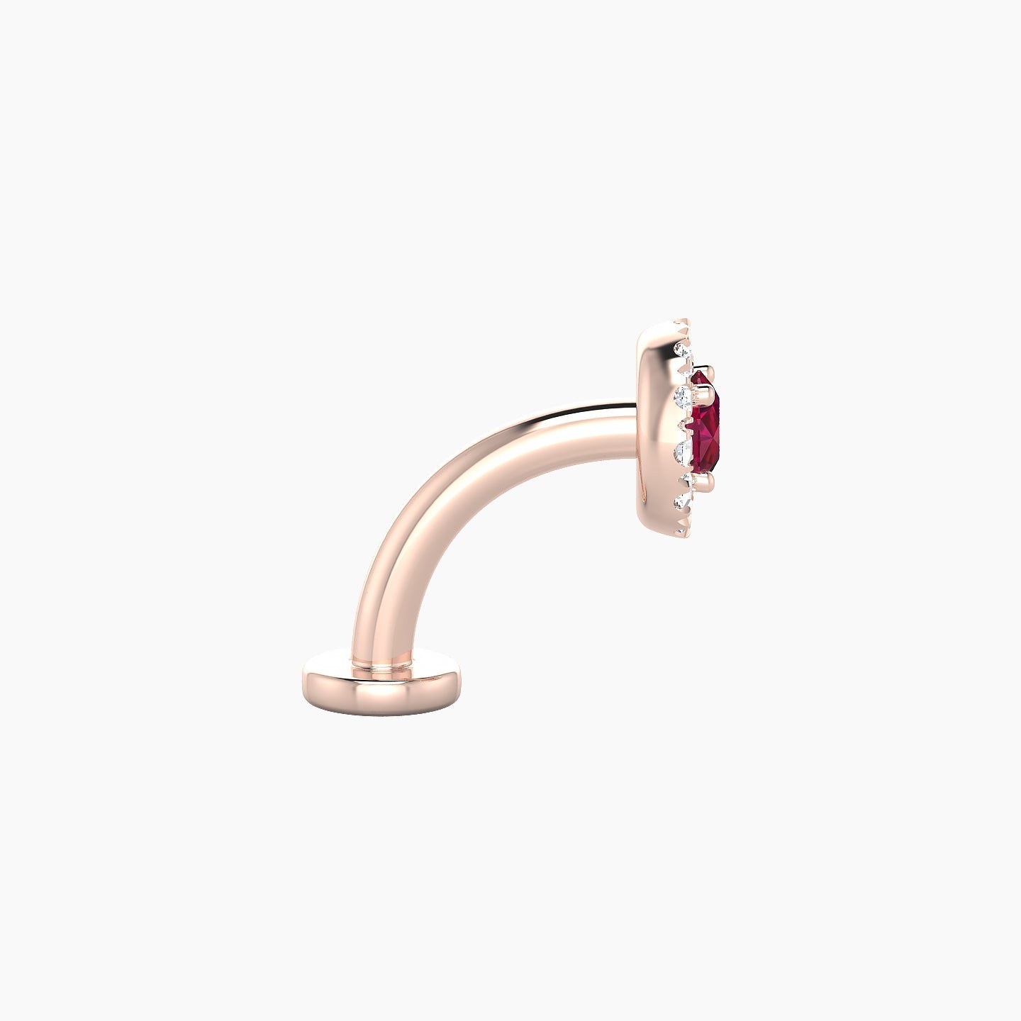 Eirene | 18k Rose Gold 8 mm 5.5 mm Halo Round Ruby & Diamond Floating Navel Piercing