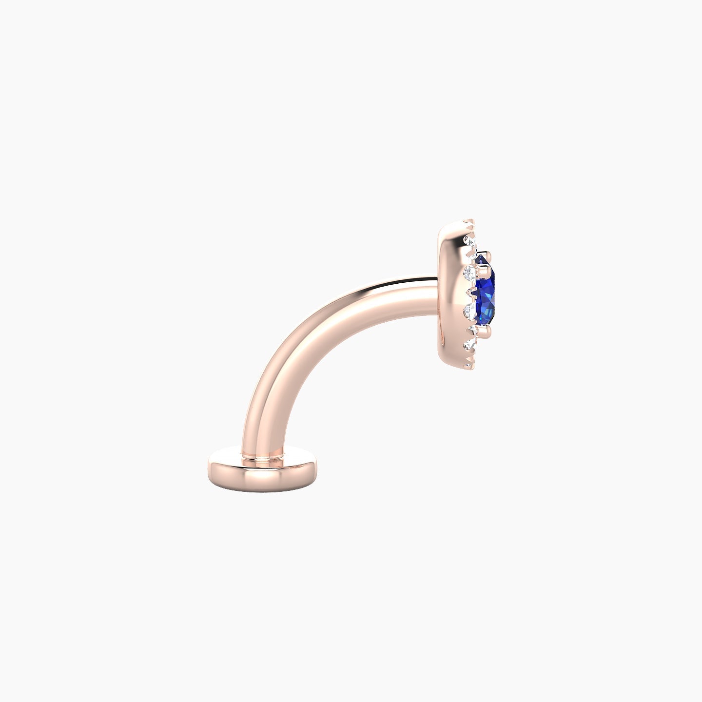 Eirene | 18k Rose Gold 8 mm 6 mm Halo Round Sapphire & Diamond Floating Navel Piercing