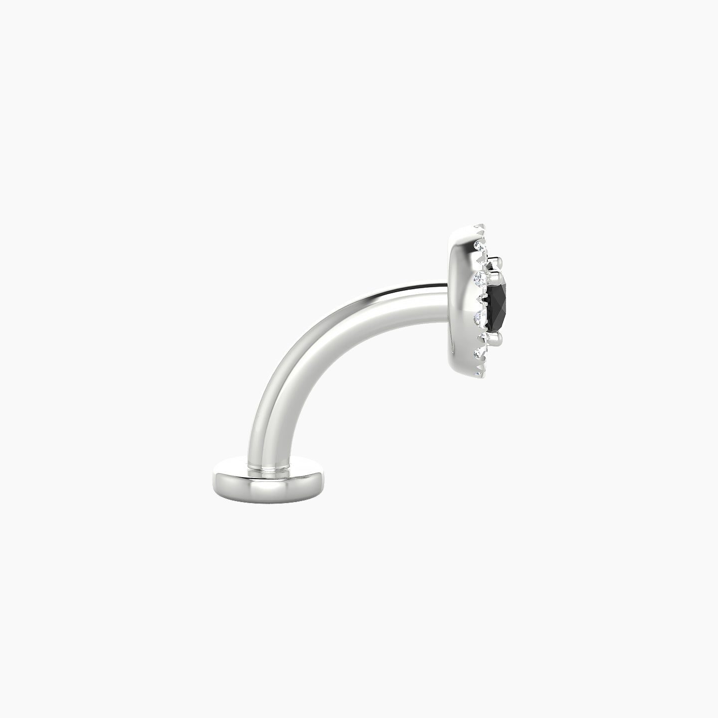 Eirene | 18k White Gold 8 mm 5.5 mm Halo Round Black Diamond & Diamond Floating Navel Piercing