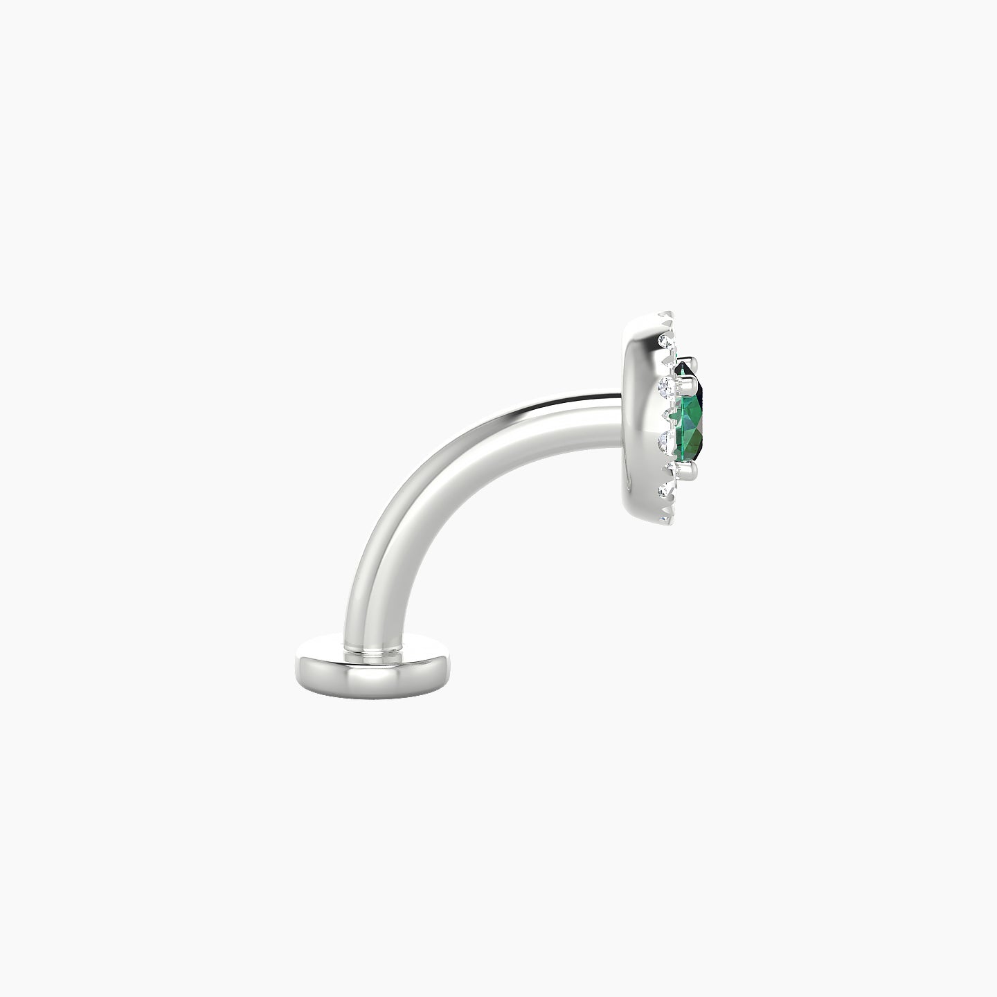 Eirene | 18k White Gold 8 mm 5.5 mm Halo Round Emerald & Diamond Floating Navel Piercing