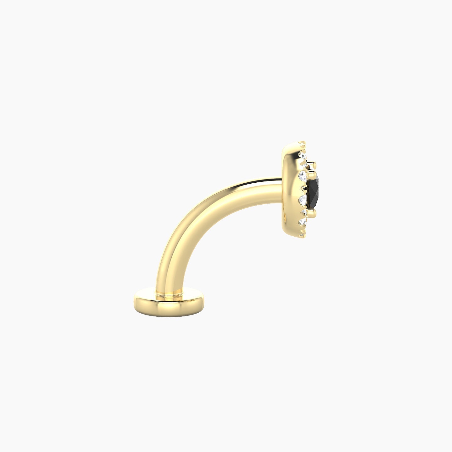 Eirene | 18k Yellow Gold 8 mm 5.5 mm Halo Round Black Diamond & Diamond Floating Navel Piercing