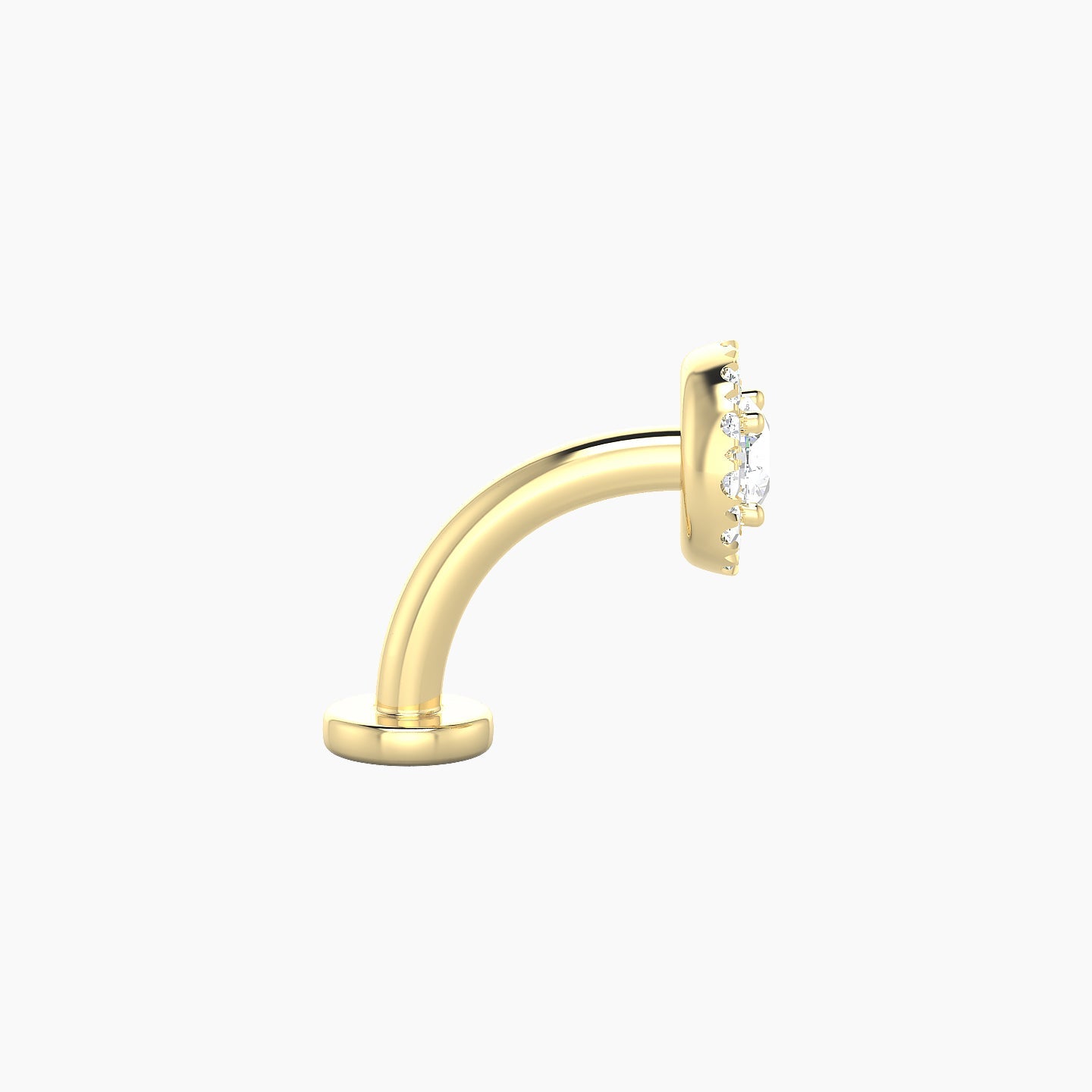 Eirene | 18k Yellow Gold 5.5 mm 8 mm Halo Round Diamond Floating Navel Piercing