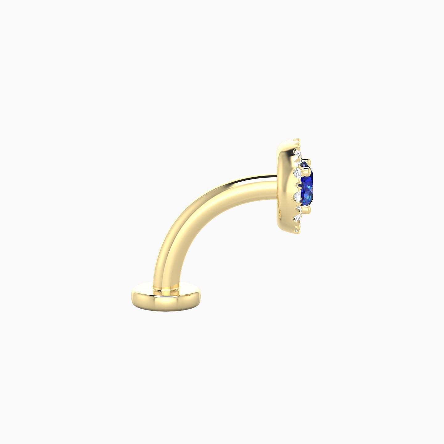 Eirene | 18k Yellow Gold 8 mm 6 mm Halo Round Sapphire & Diamond Floating Navel Piercing