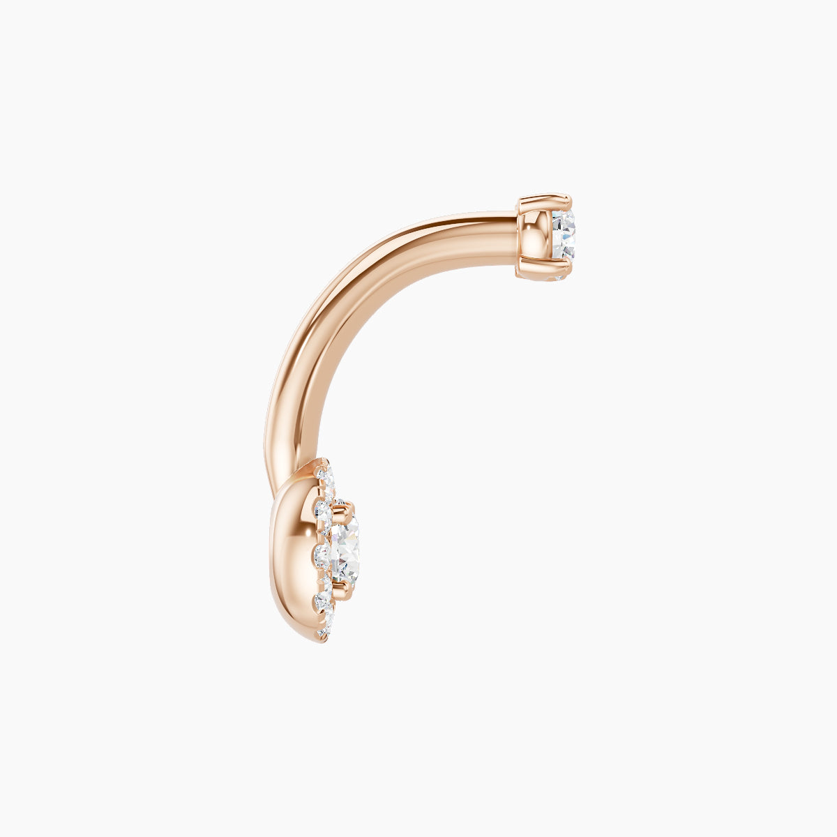 Eirene | 18k Rose Gold 6 mm 8 mm Halo Round Diamond Navel Piercing