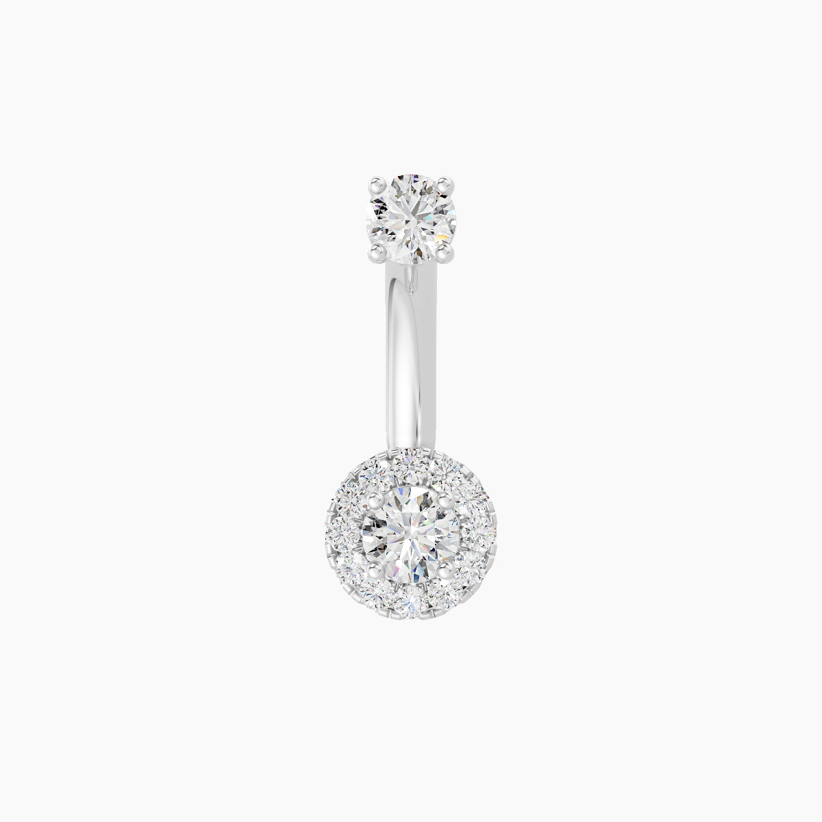 Eirene | 18k White Gold 6 mm 8 mm Halo Round Diamond Navel Piercing