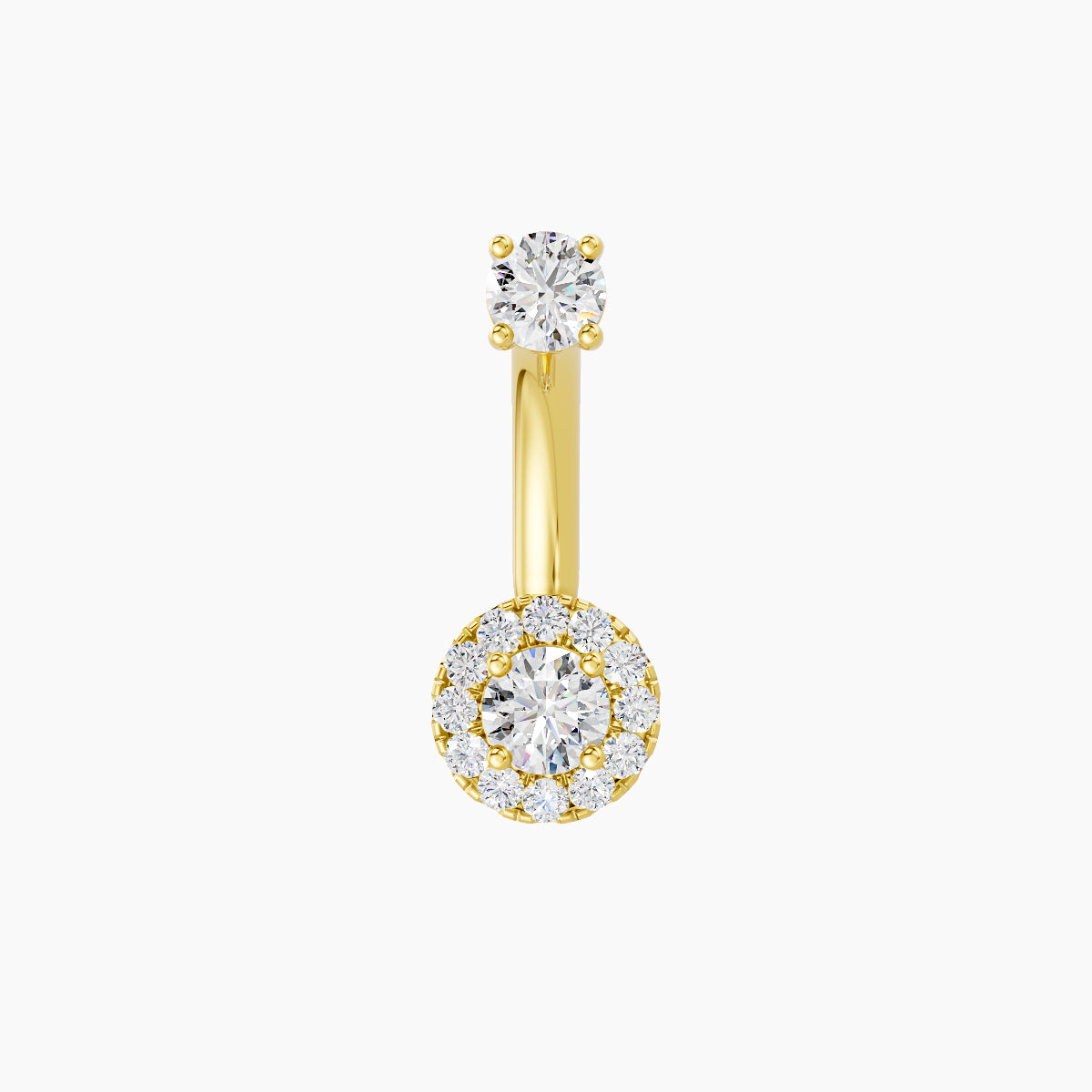 Eirene | 18k Yellow Gold 6 mm 8 mm Halo Round Diamond Navel Piercing
