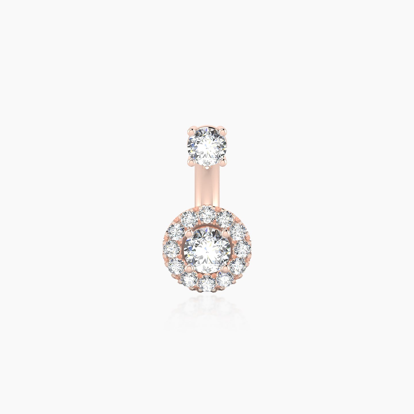 Eirene | 18k Rose Gold 8 mm 6 mm Halo Round Diamond Navel Piercing