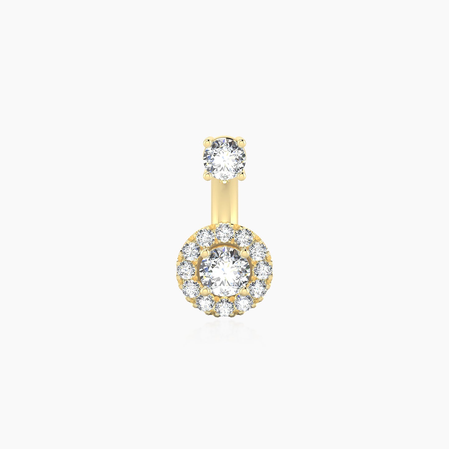 Eirene | 18k Yellow Gold 8 mm 6 mm Halo Round Diamond Navel Piercing