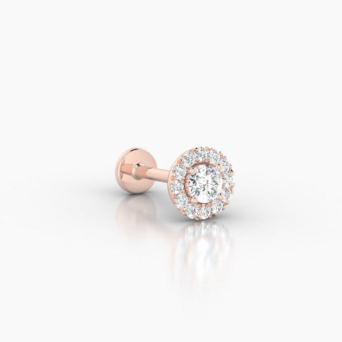 Eirene | 18k Rose Gold 5.5 mm 8 mm Halo Round Diamond Piercing