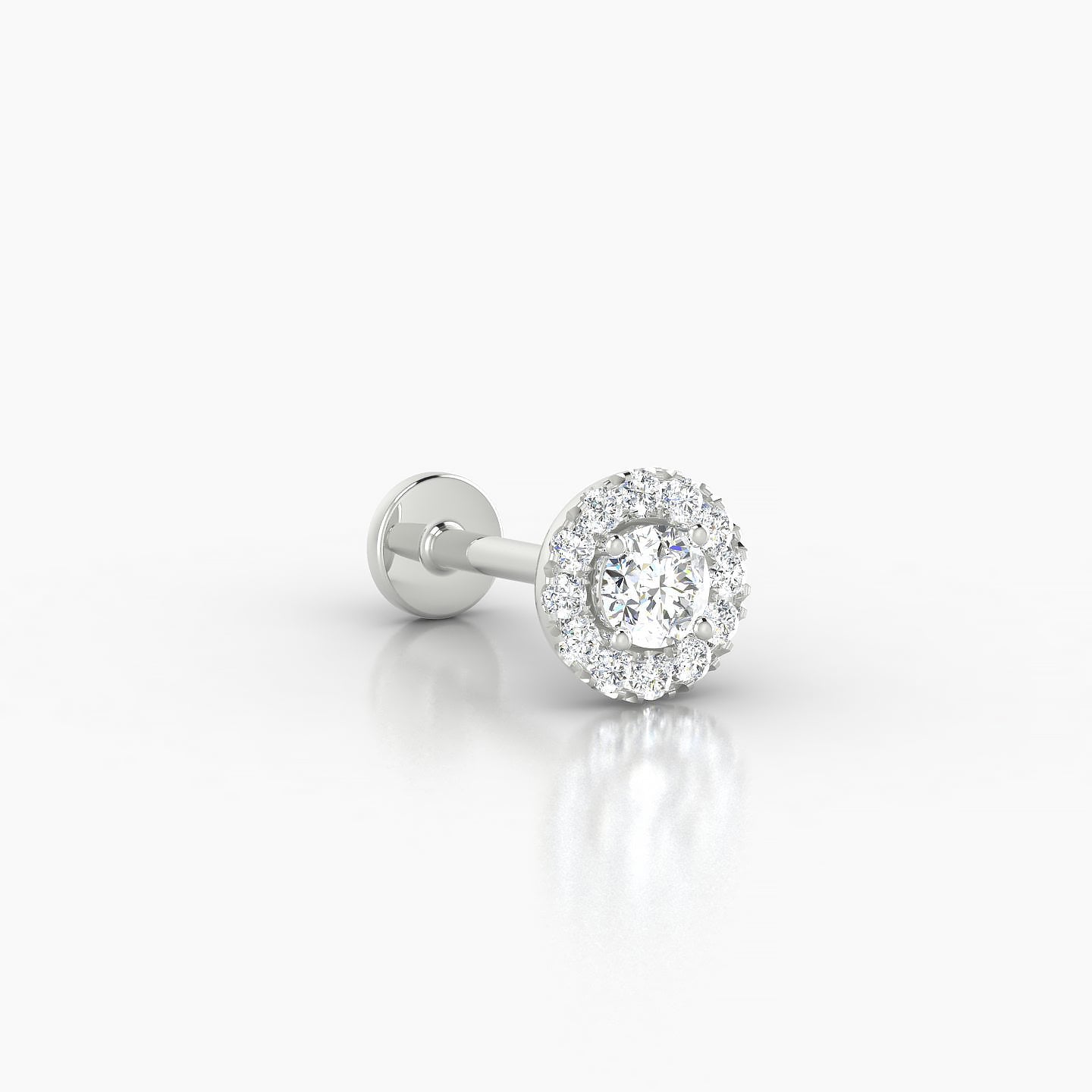 Eirene | 18k White Gold 5.5 mm 8 mm Halo Round Diamond Piercing
