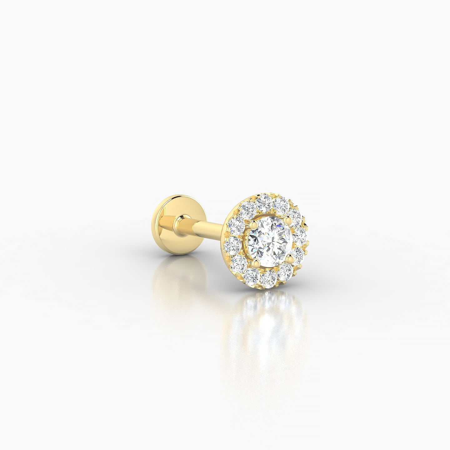 Eirene | 18k Yellow Gold 5.5 mm 8 mm Halo Round Diamond Piercing