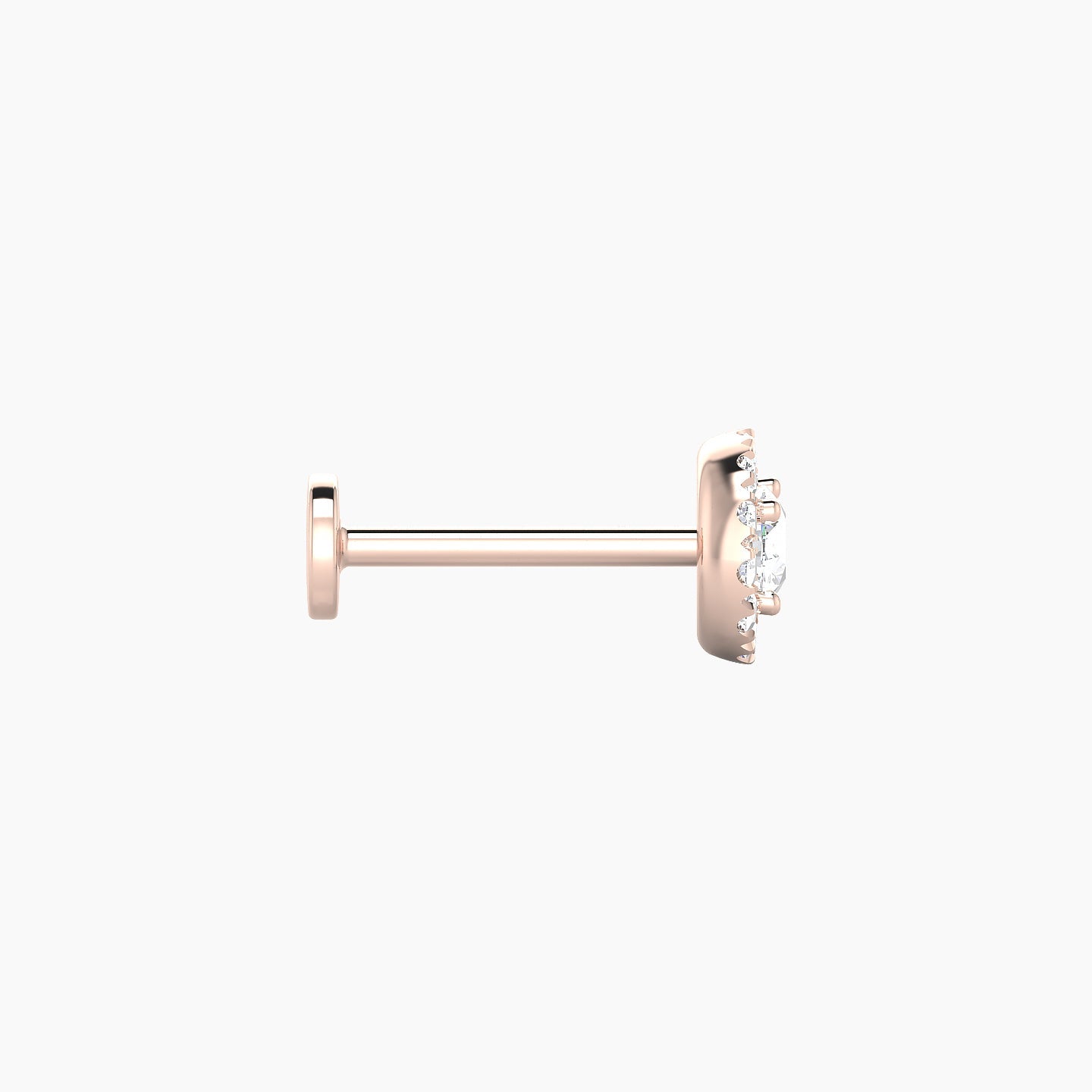 Eirene | 18k Rose Gold 5.5 mm 8 mm Halo Round Diamond Piercing