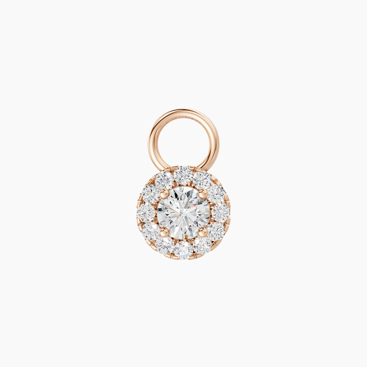 Eirene | 18k Rose Gold 5.5 mm Halo Round Diamond Charm